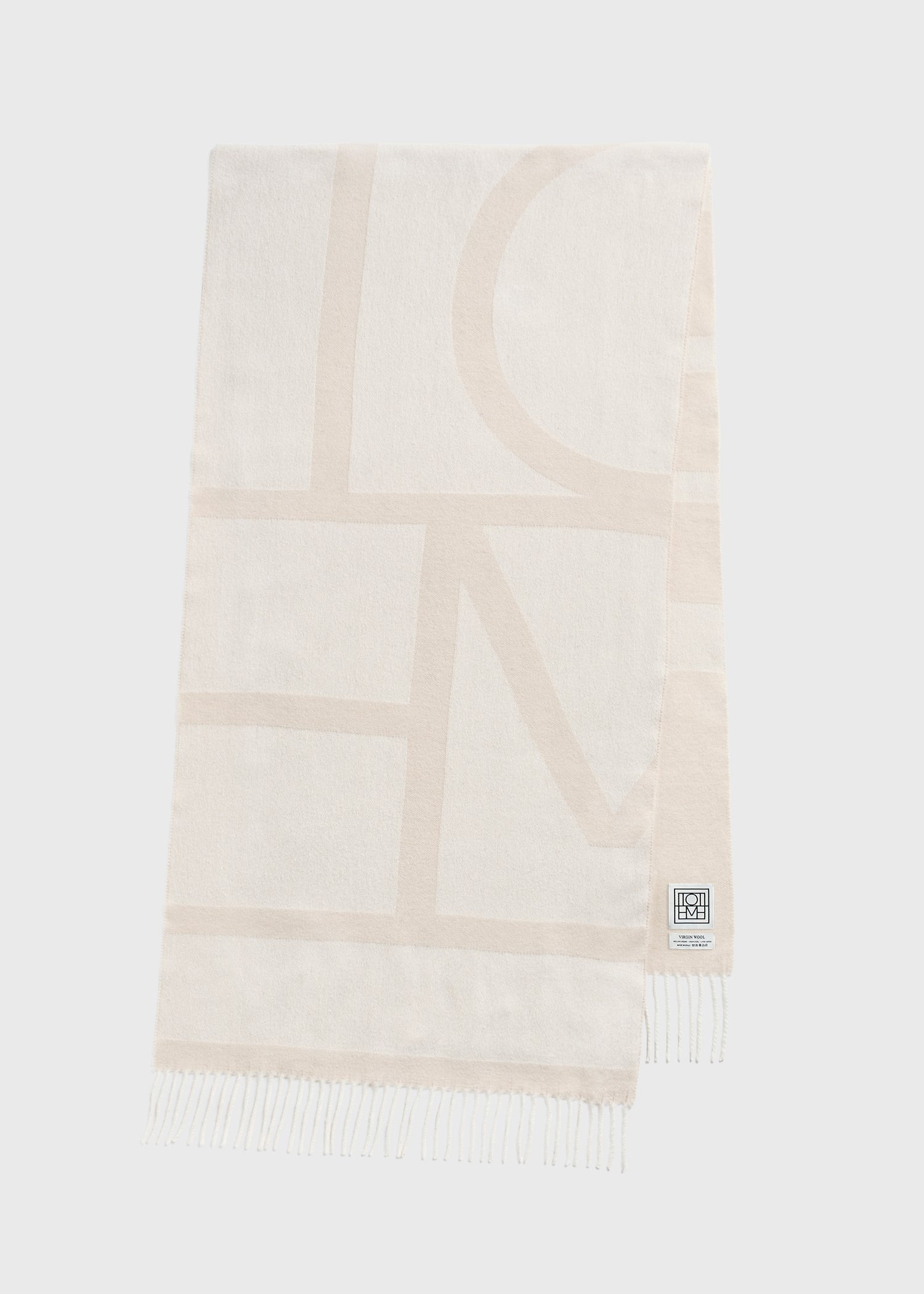 Monogram jacquard wool scarf bone - 7