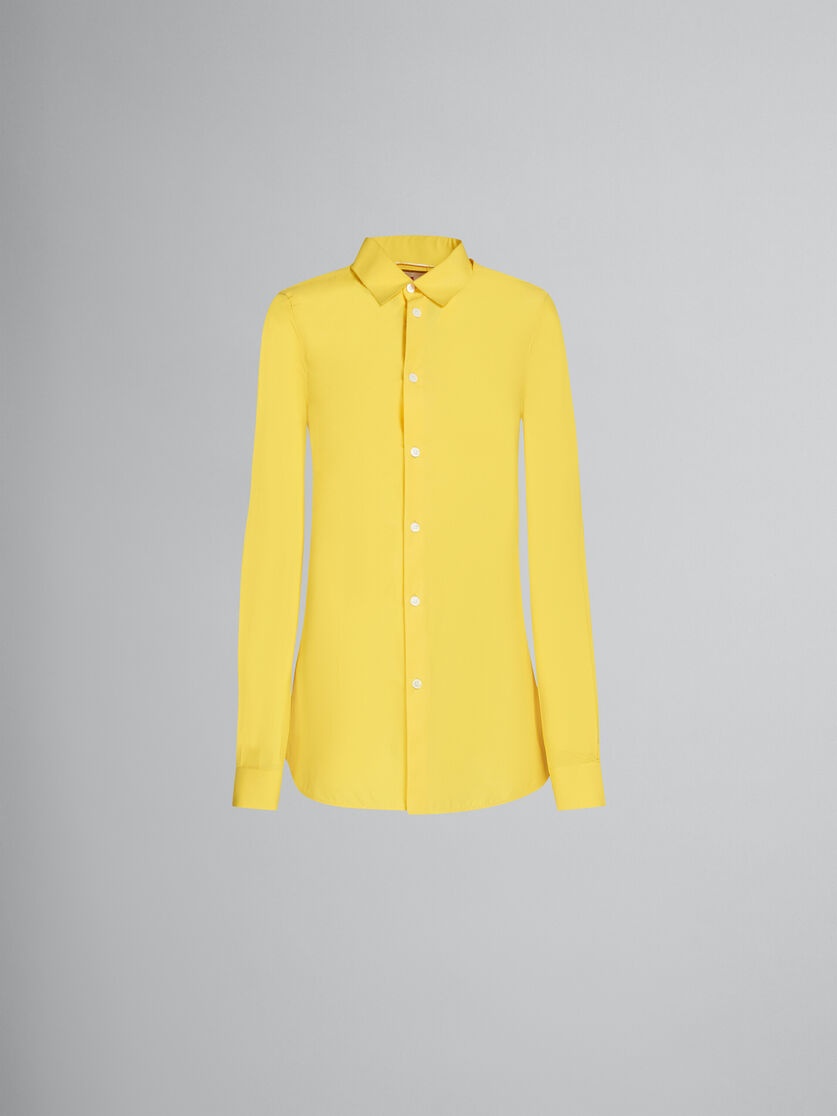 YELLOW FITTED POPLIN SHIRT WITH BALLOON SLEEVES - 1
