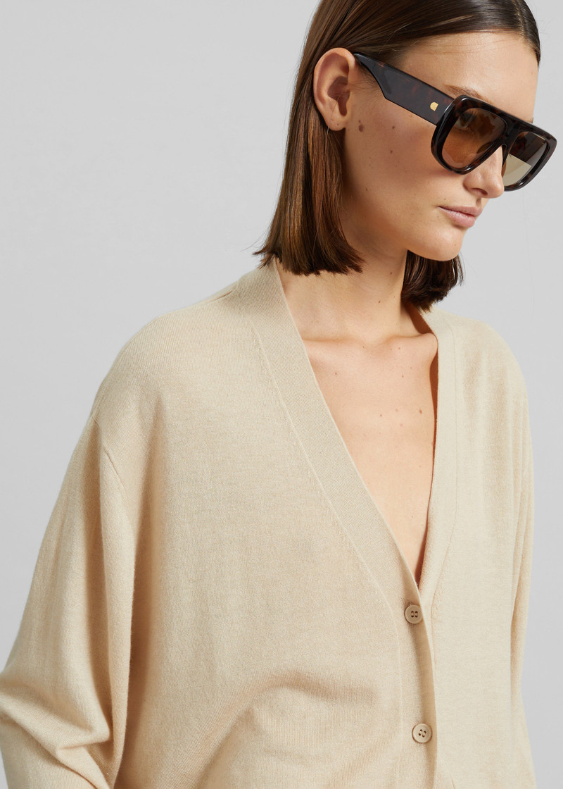 Zina V-Neck Cardigan - Beige 6