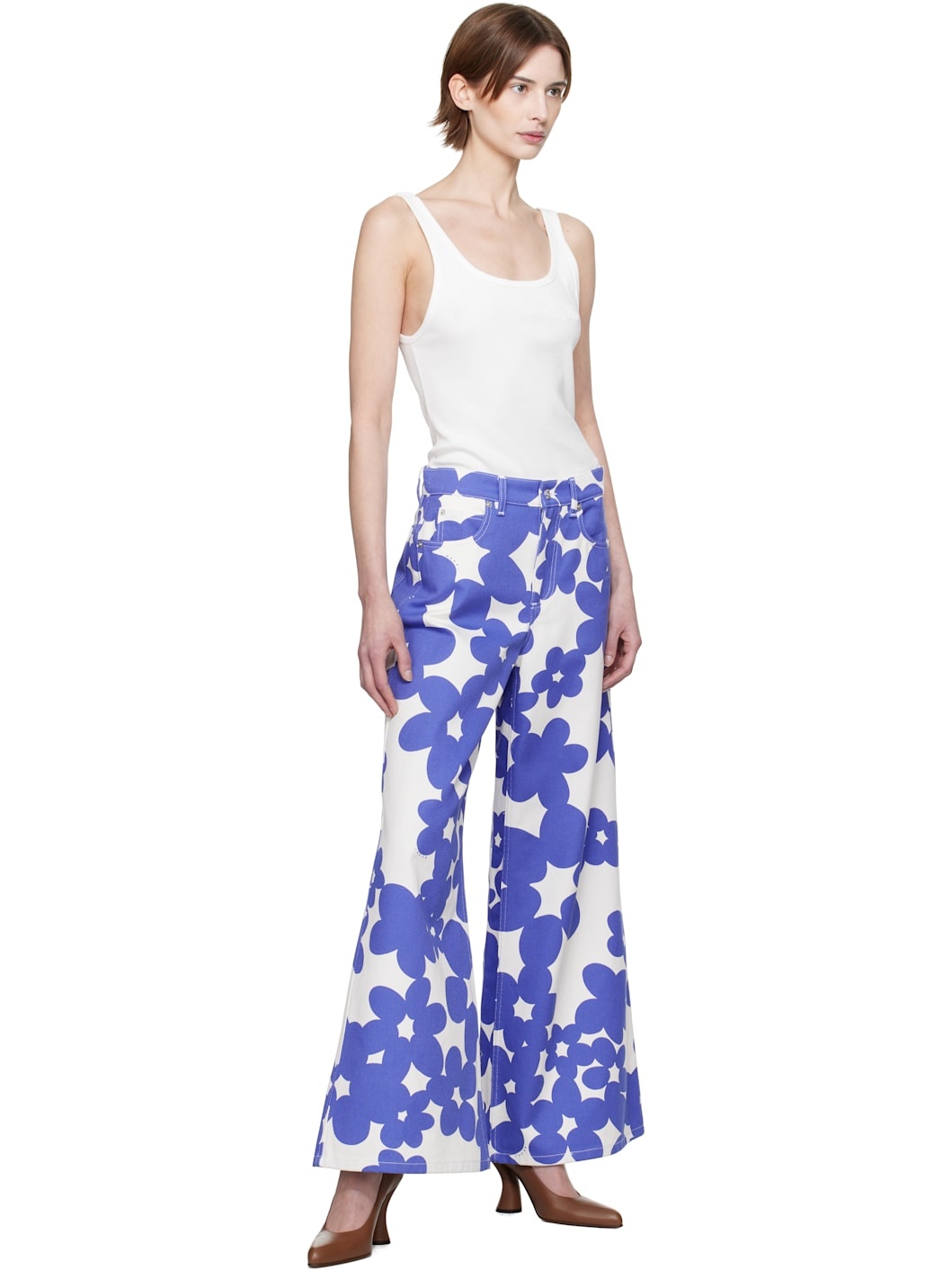 Blue & White Dillies Print Trousers - 4