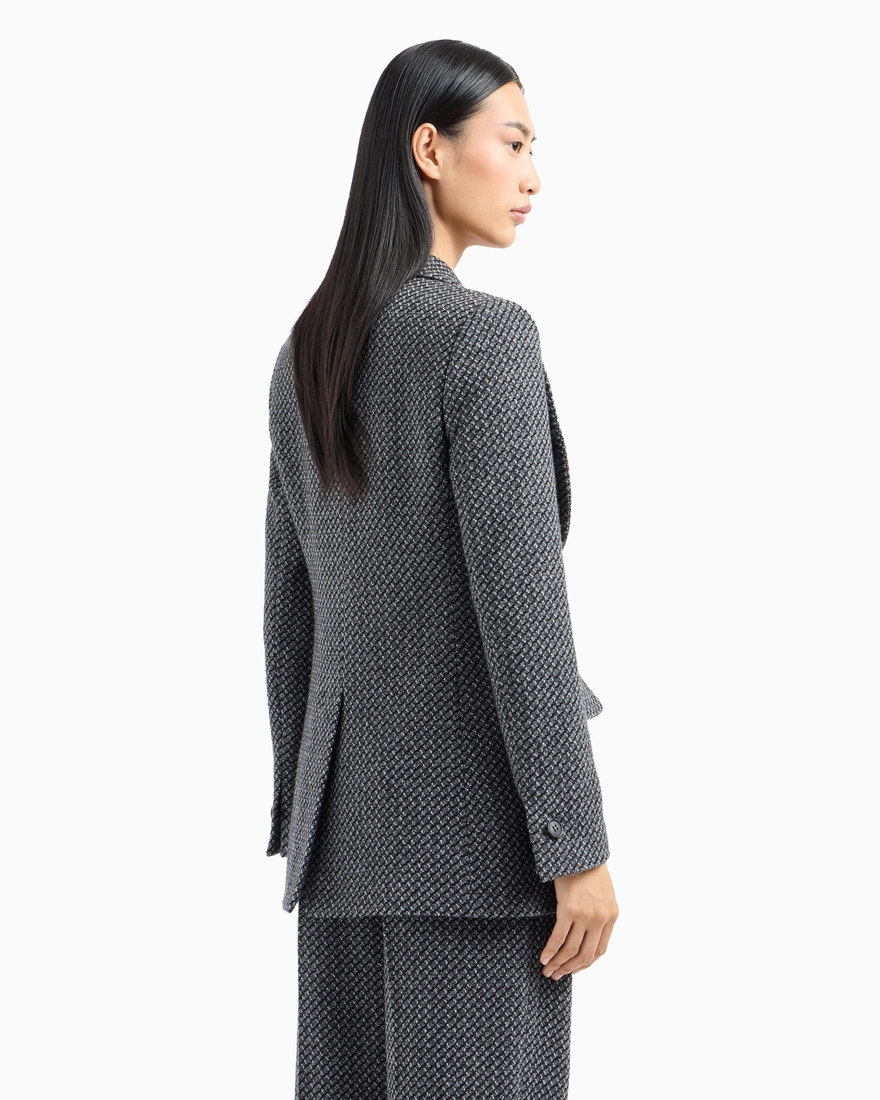 Single-breasted jacket in a mélange wool-blend knit with a textured pattern - 3