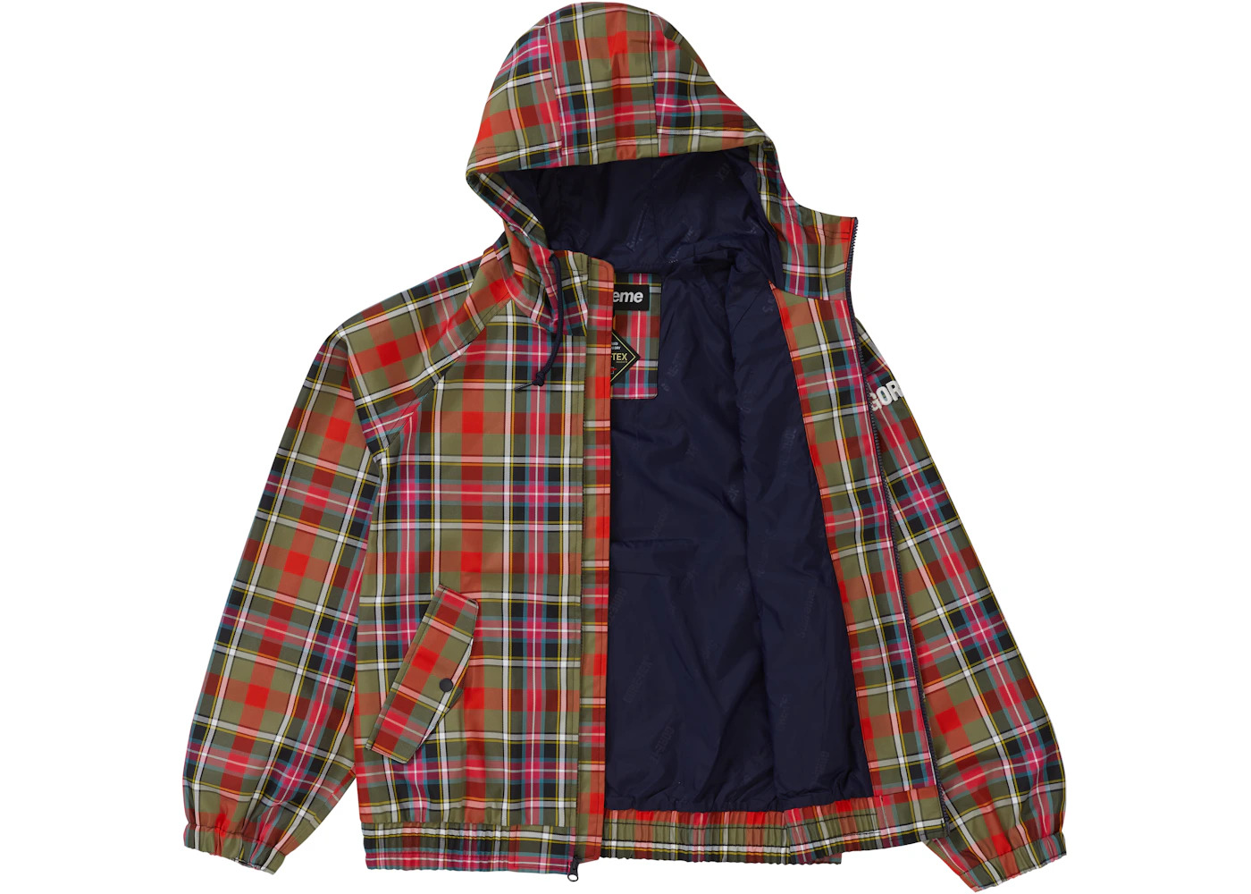 Supreme GORE-TEX Hooded Harrington Jacket Olive Plaid - 2