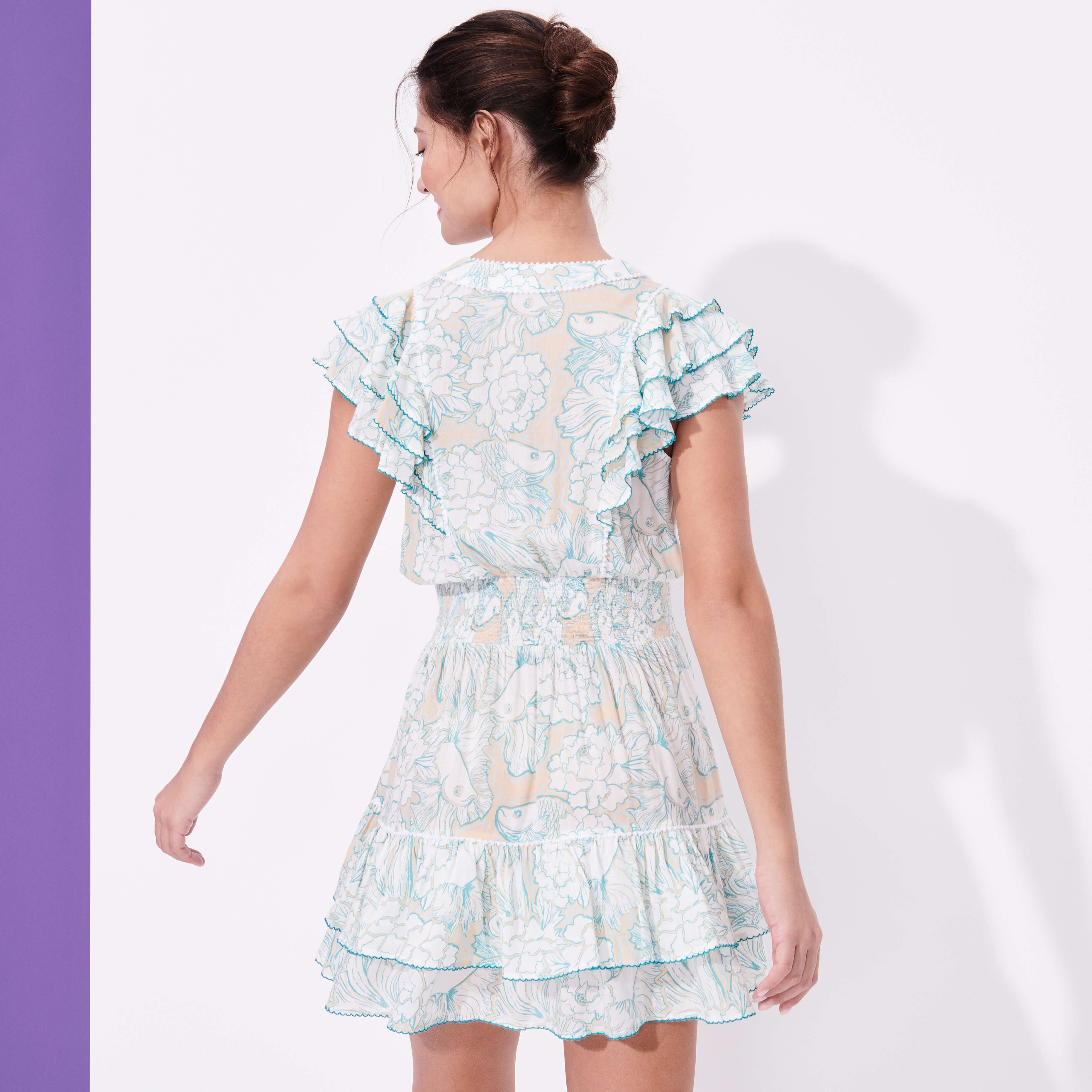 Women Mini Dress Hidden Fishes - Vilebrequin x Poupette St Barth - 4