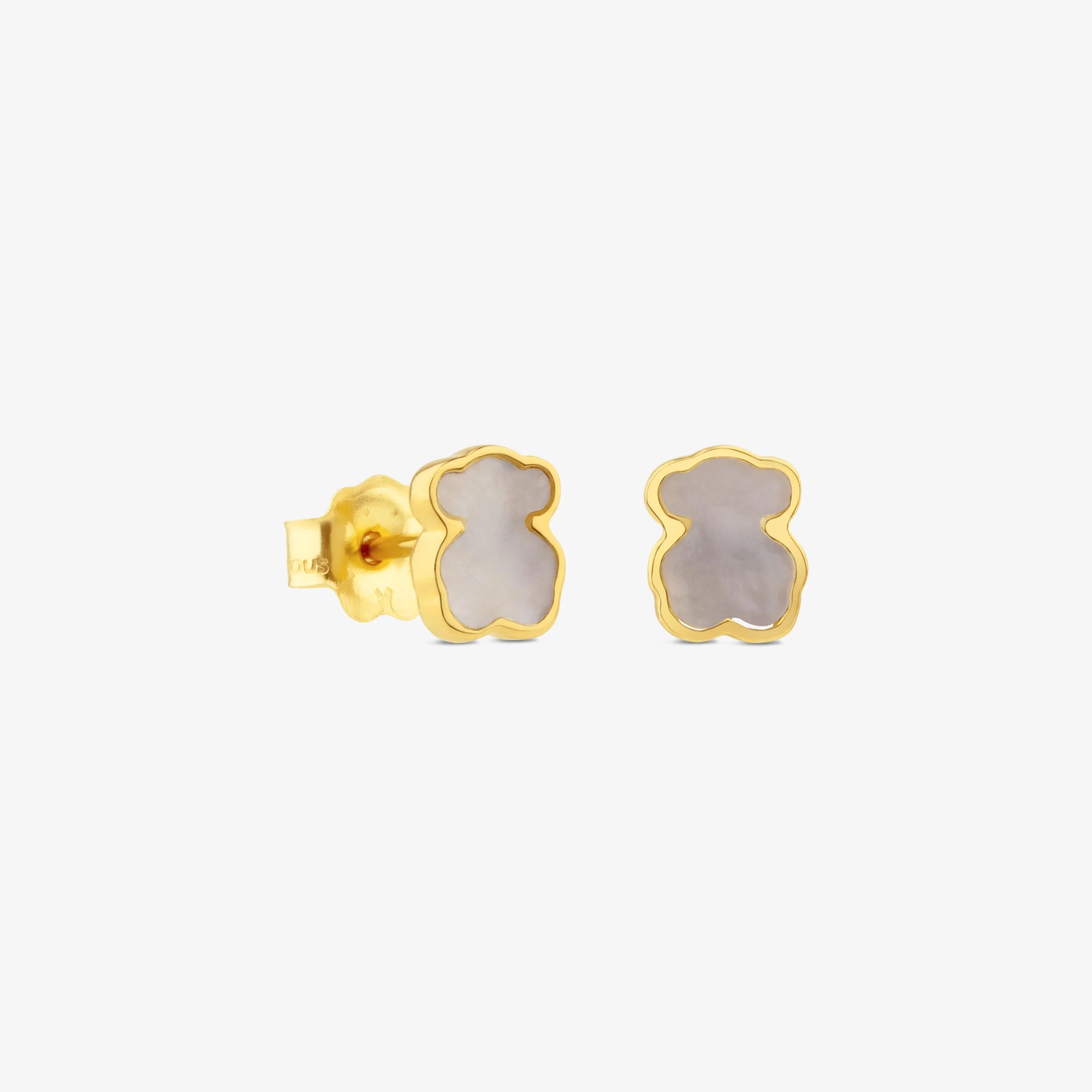 18K solid gold and Mother-of-pearl XXS bear Earrings - 1