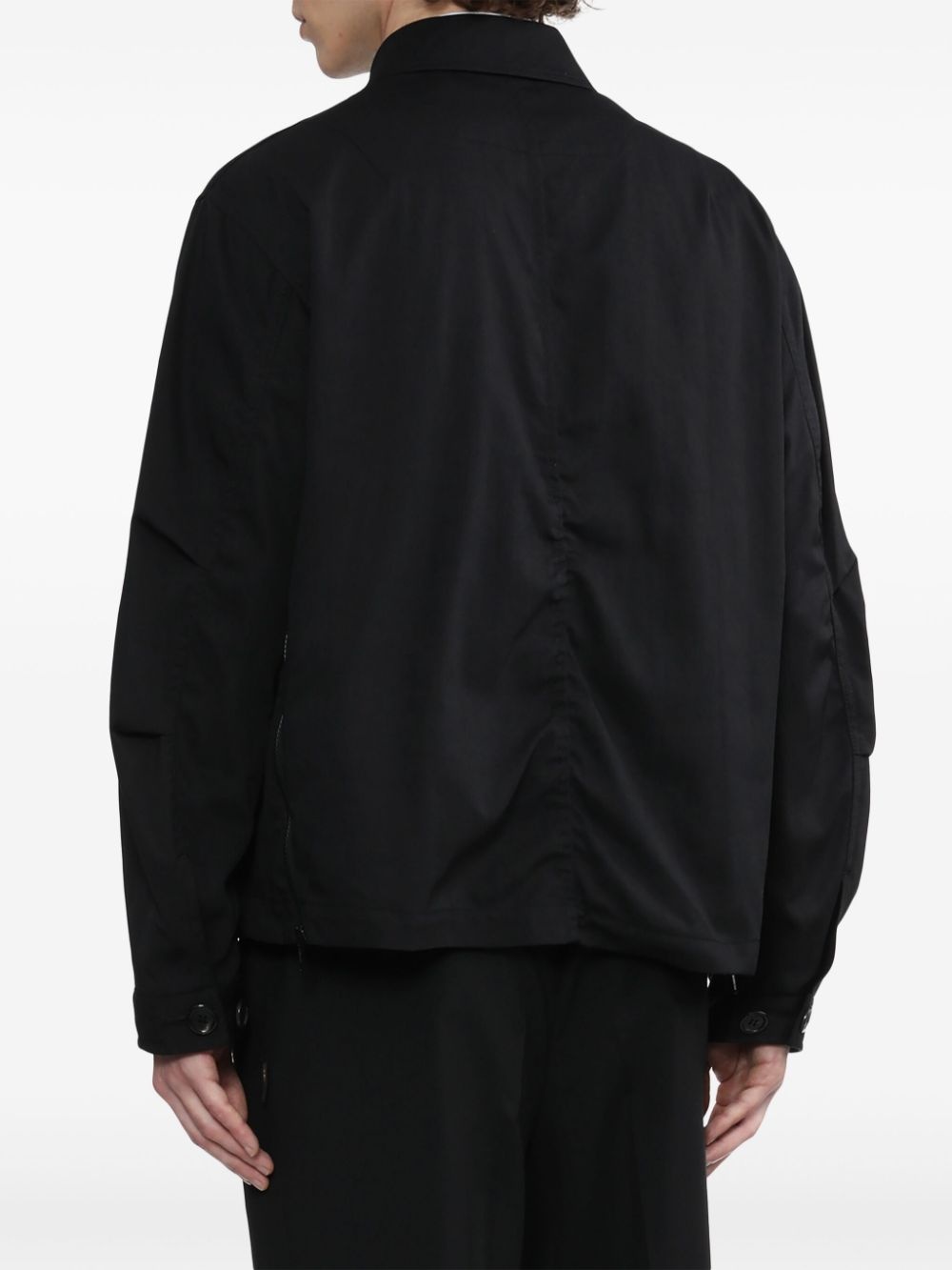 logo-patch twill shirt jacket - 4