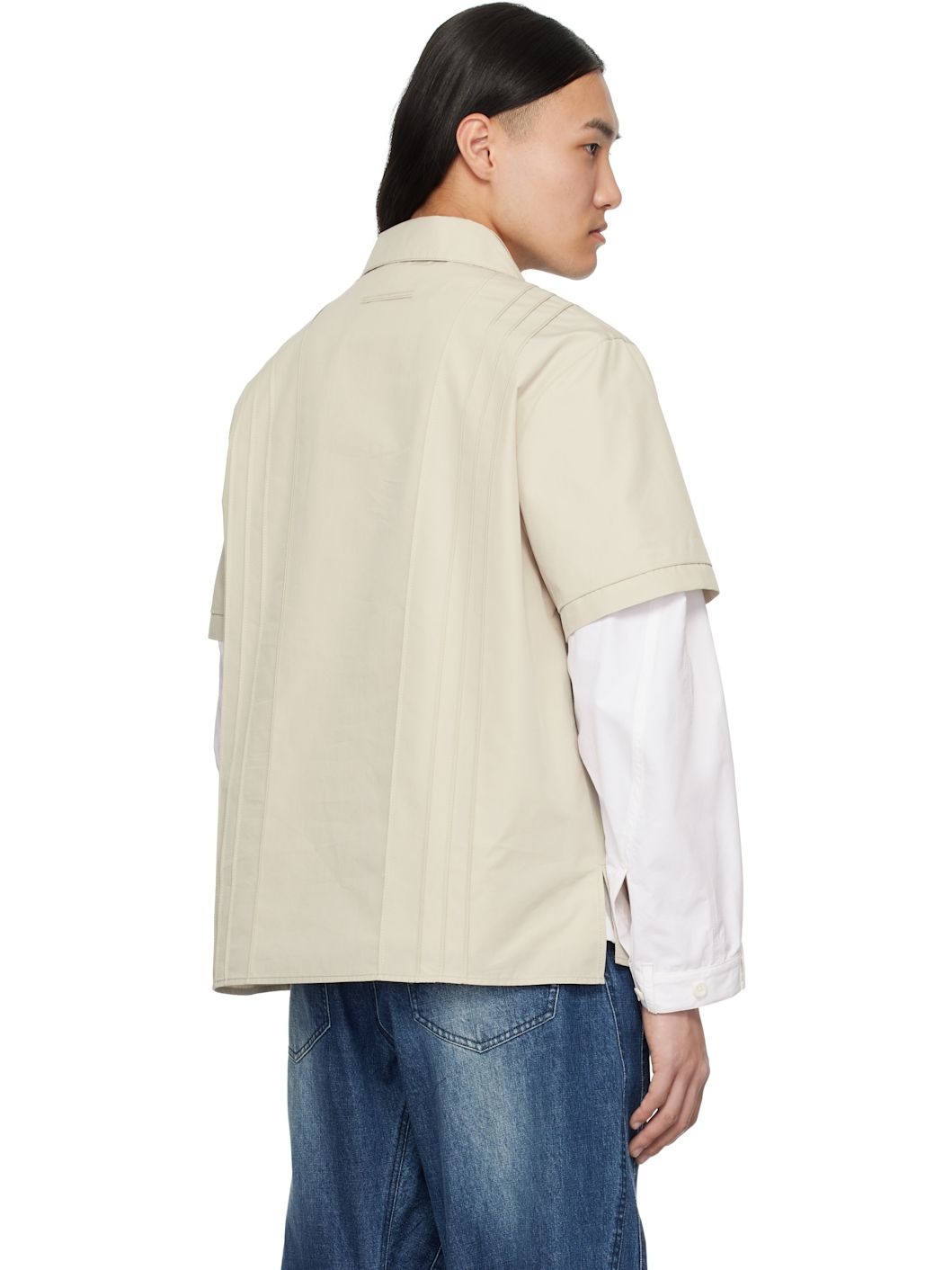 Beige Pin Tuck Shirt - 3