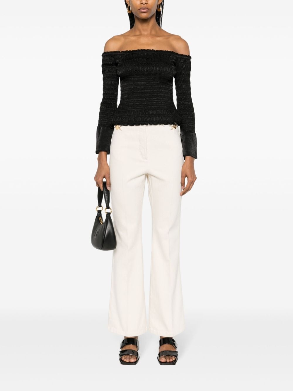 logo-embroidered cotton trousers - 2