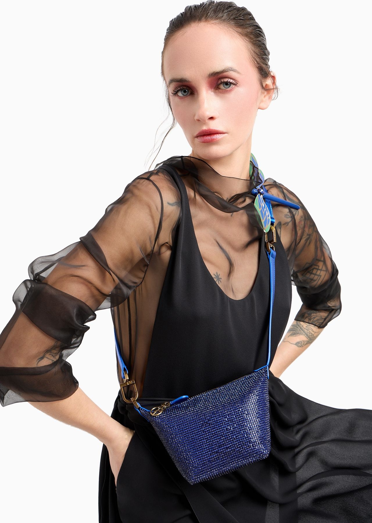 La Prima Soft mini handbag in metallic knit with rhinestones - 7