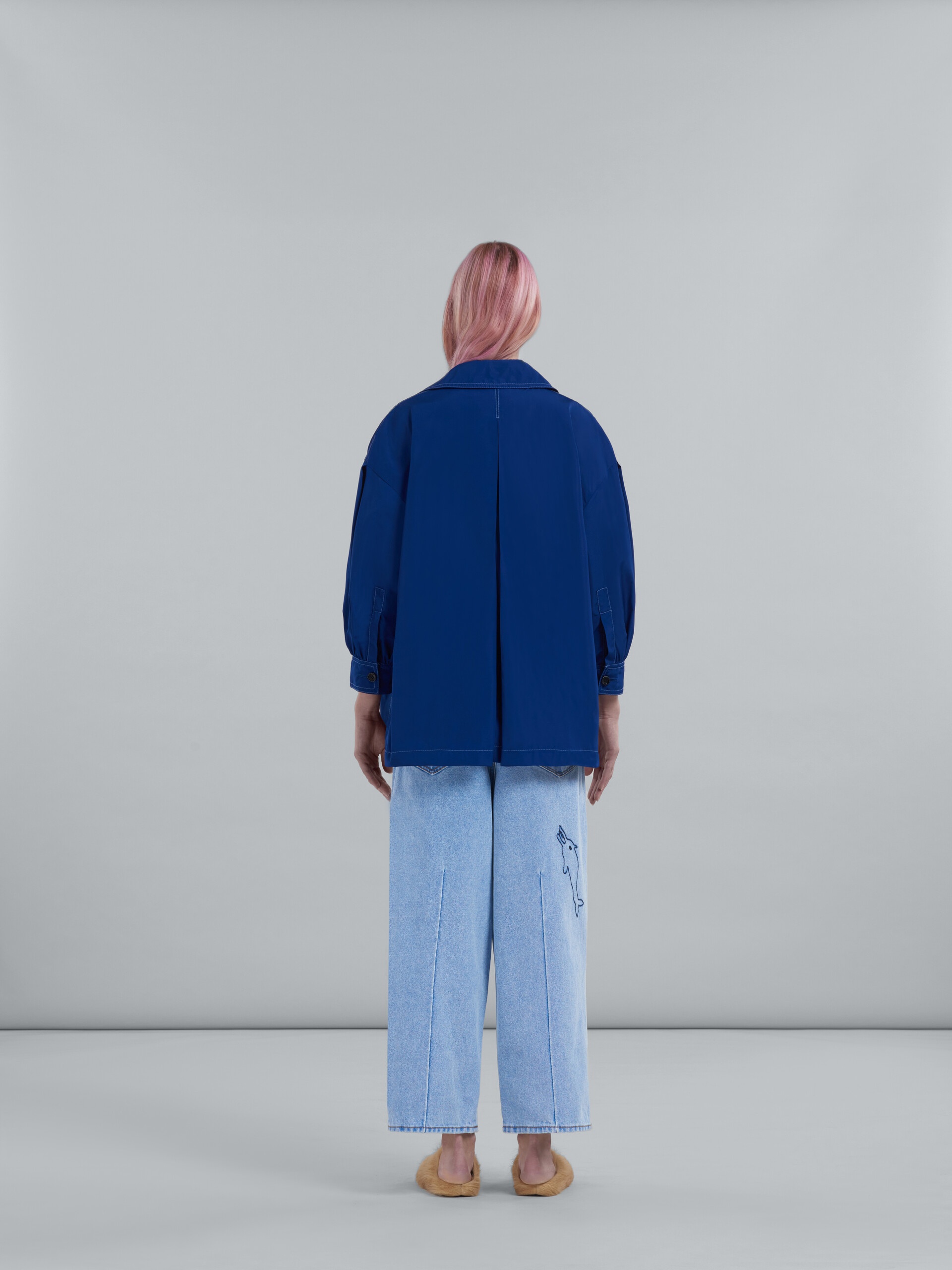 BLUE TAFFETA MICRO-FAILLE JACKET - 3