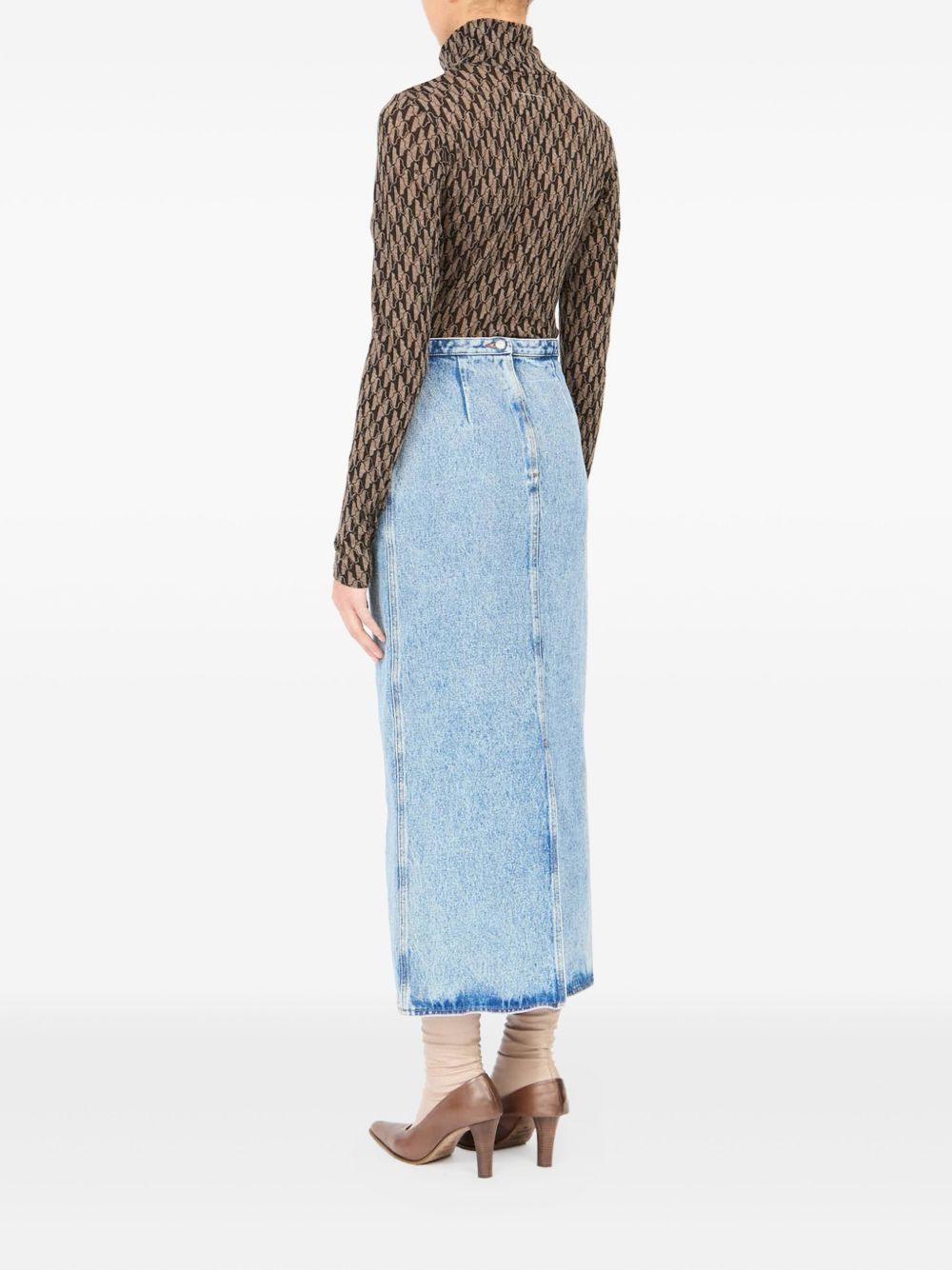 denim panelled skirt - 4