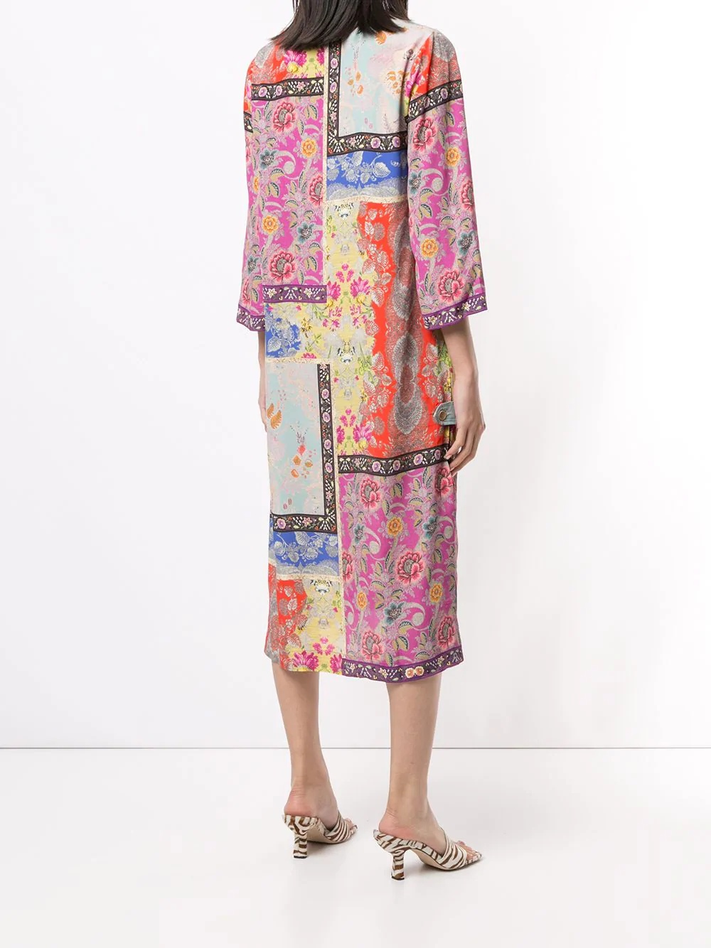 patchwork-print shift midi dress - 4