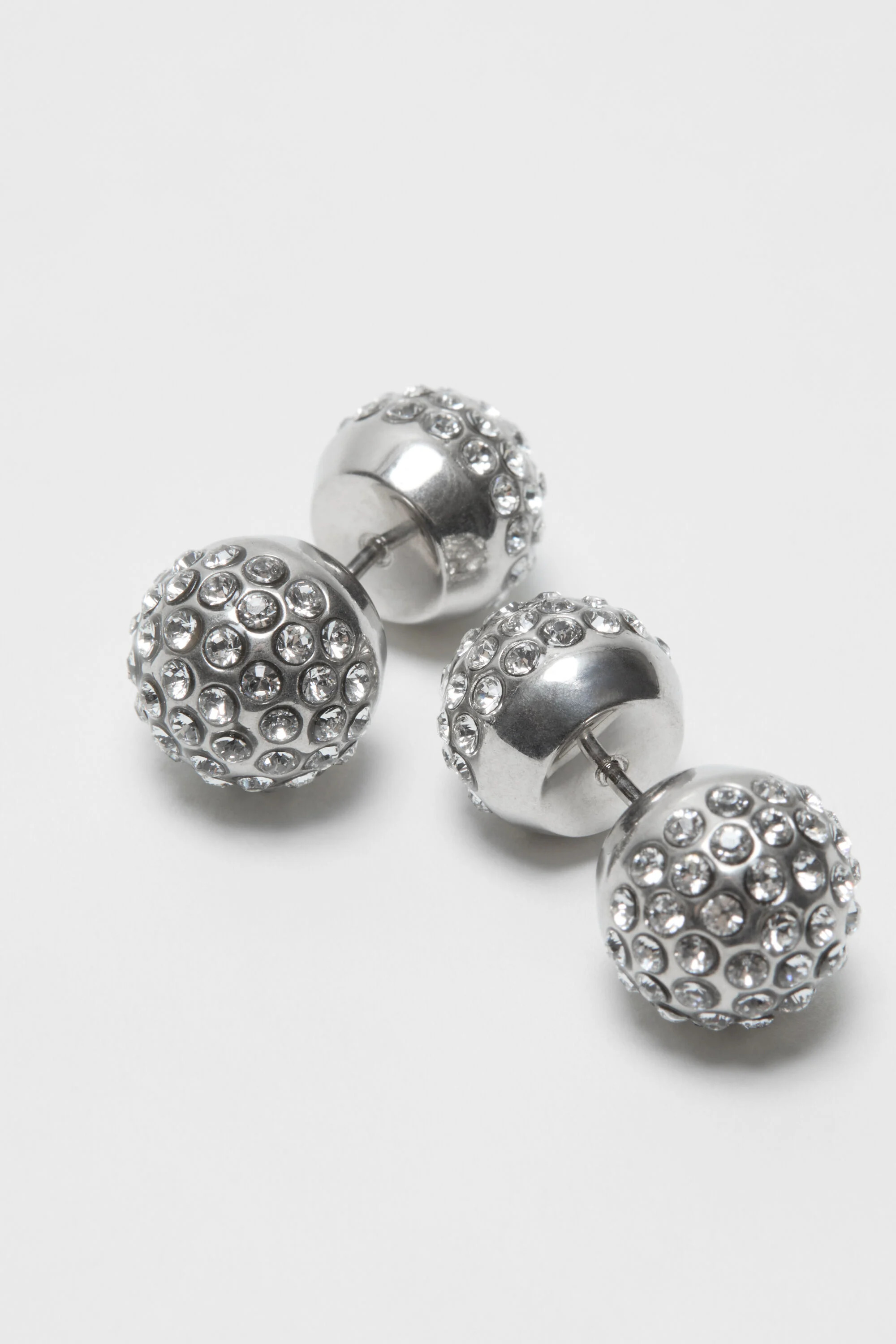 Crystal Stud Earrings - Semi matt silver/transparent - 3