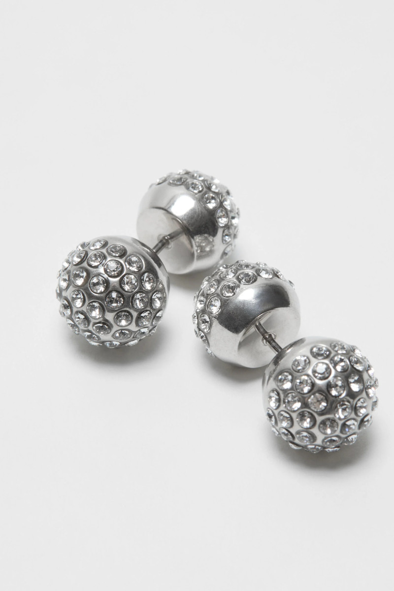 Crystal Stud Earrings - Semi matt silver/transparent 3