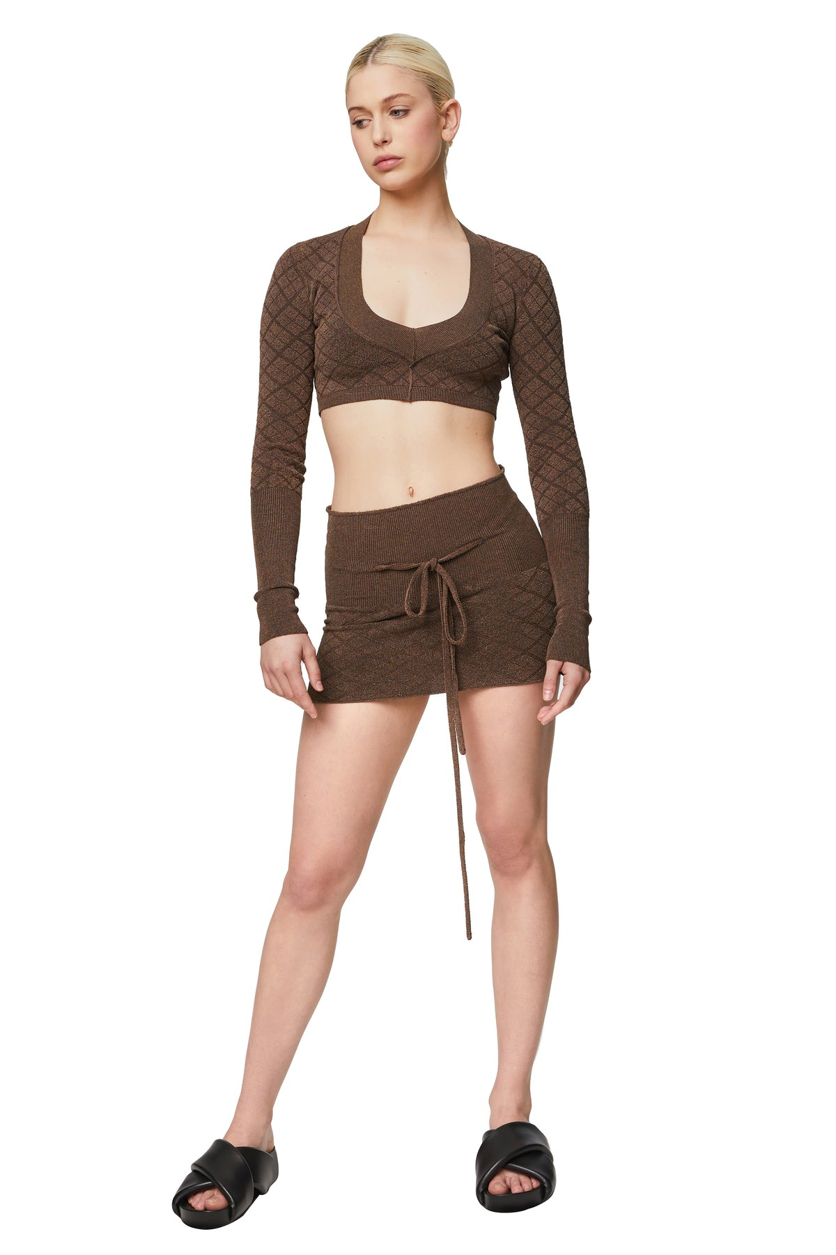 CALI KNITTED SKIRT (BROWN GLITTER) - 1