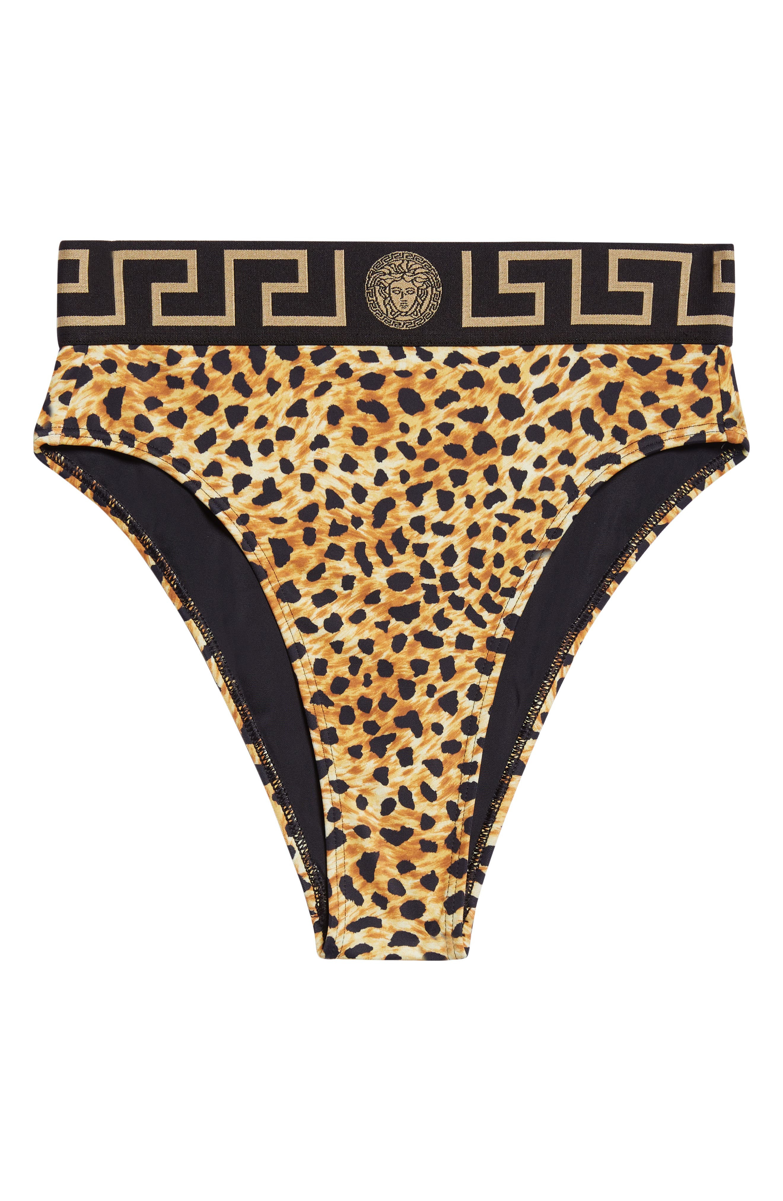 Versace Cheetah Print High Waist Bikini Bottoms in Neutral at Nordstrom - 6