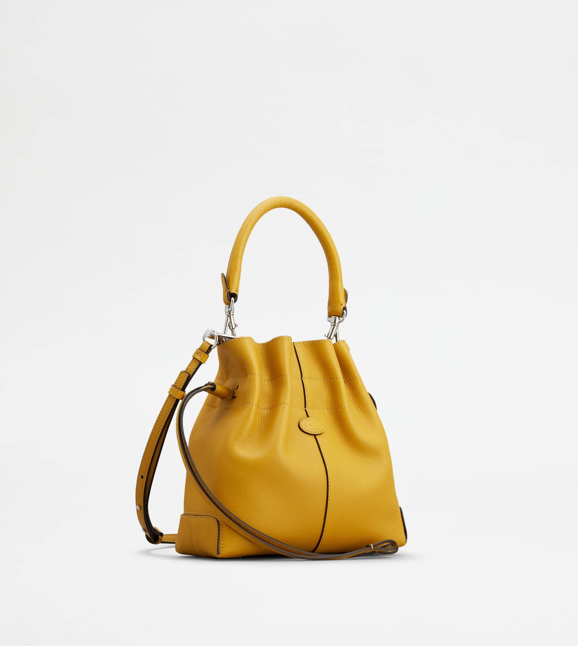 TOD'S DI BAG BUCKET BAG IN LEATHER MINI WITH DRAWSTRING - YELLOW - 2