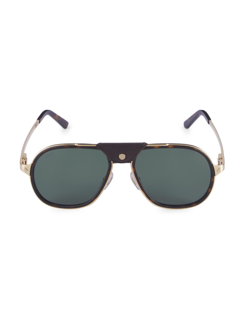 Men's Core Range 57MM Aviator Sunglasses - Havana Gold Green 1
