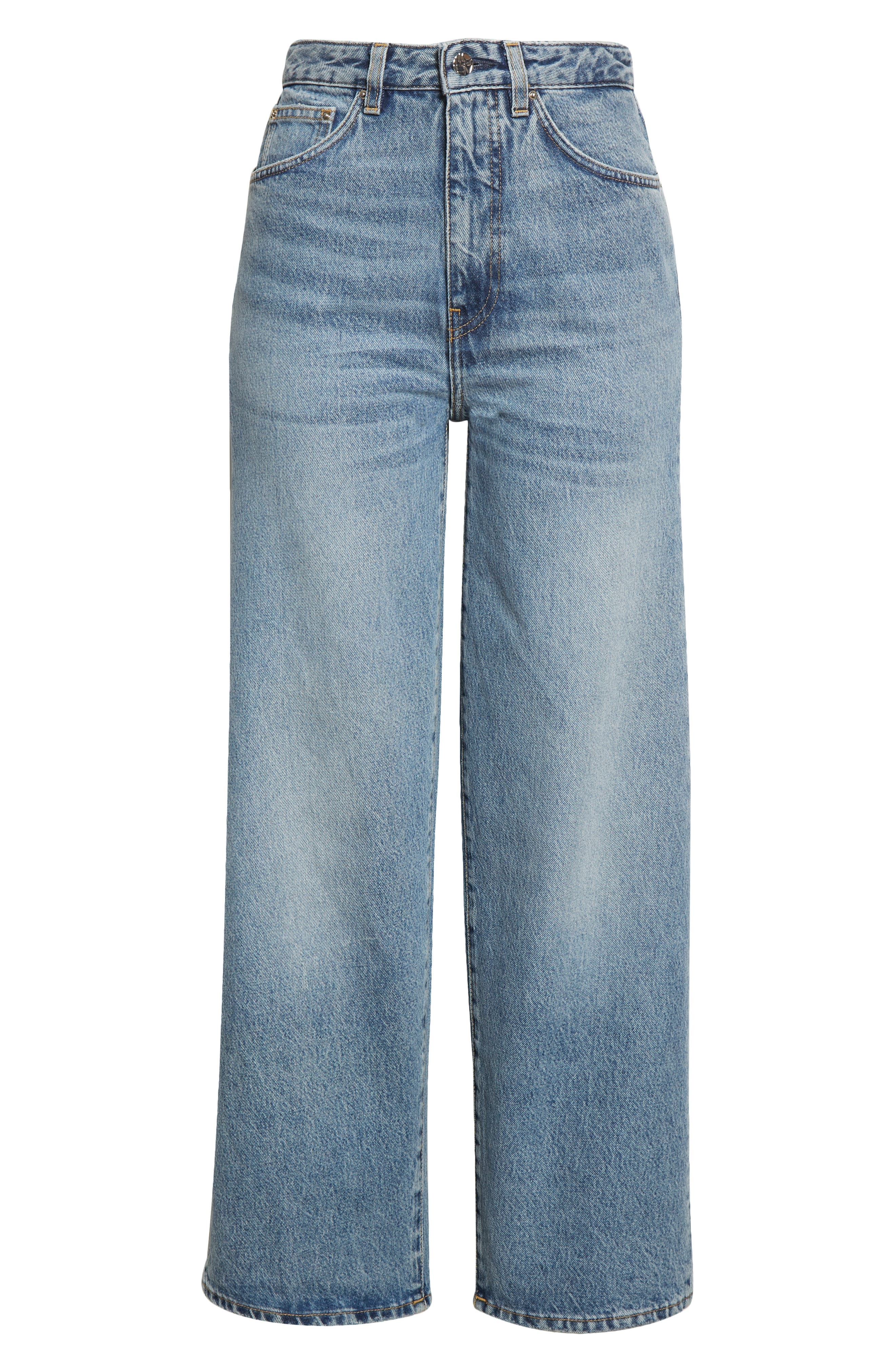 TOTEME Rigid Organic Cotton Flare Leg Jeans in Worn Blue at Nordstrom - 6