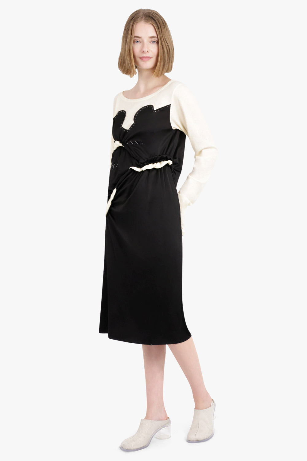 MIDI DRESS | BLACK/CREAM - 2