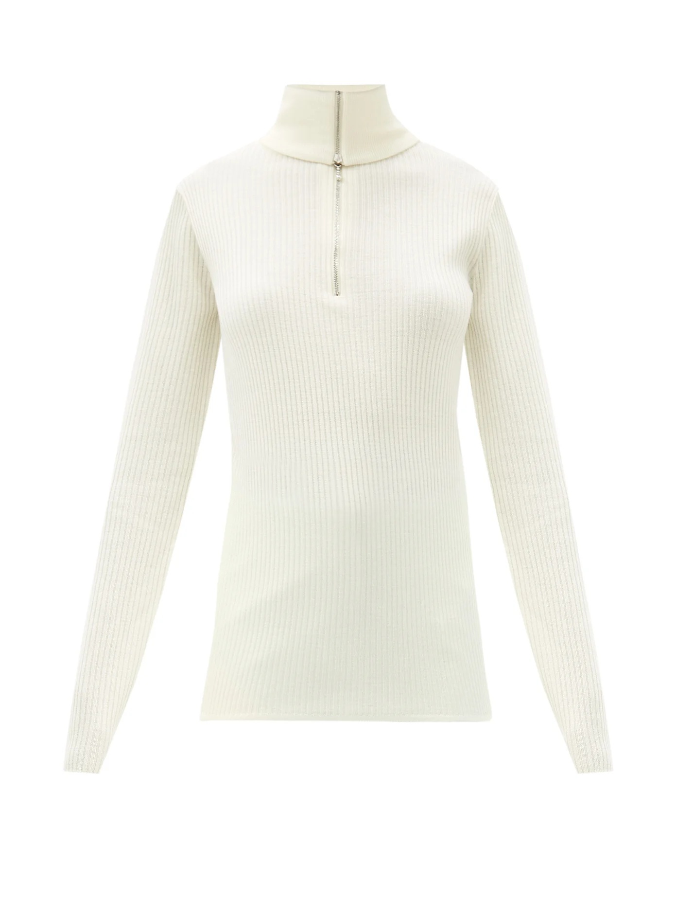 Roll-neck rib-knitted wool sweater - 1