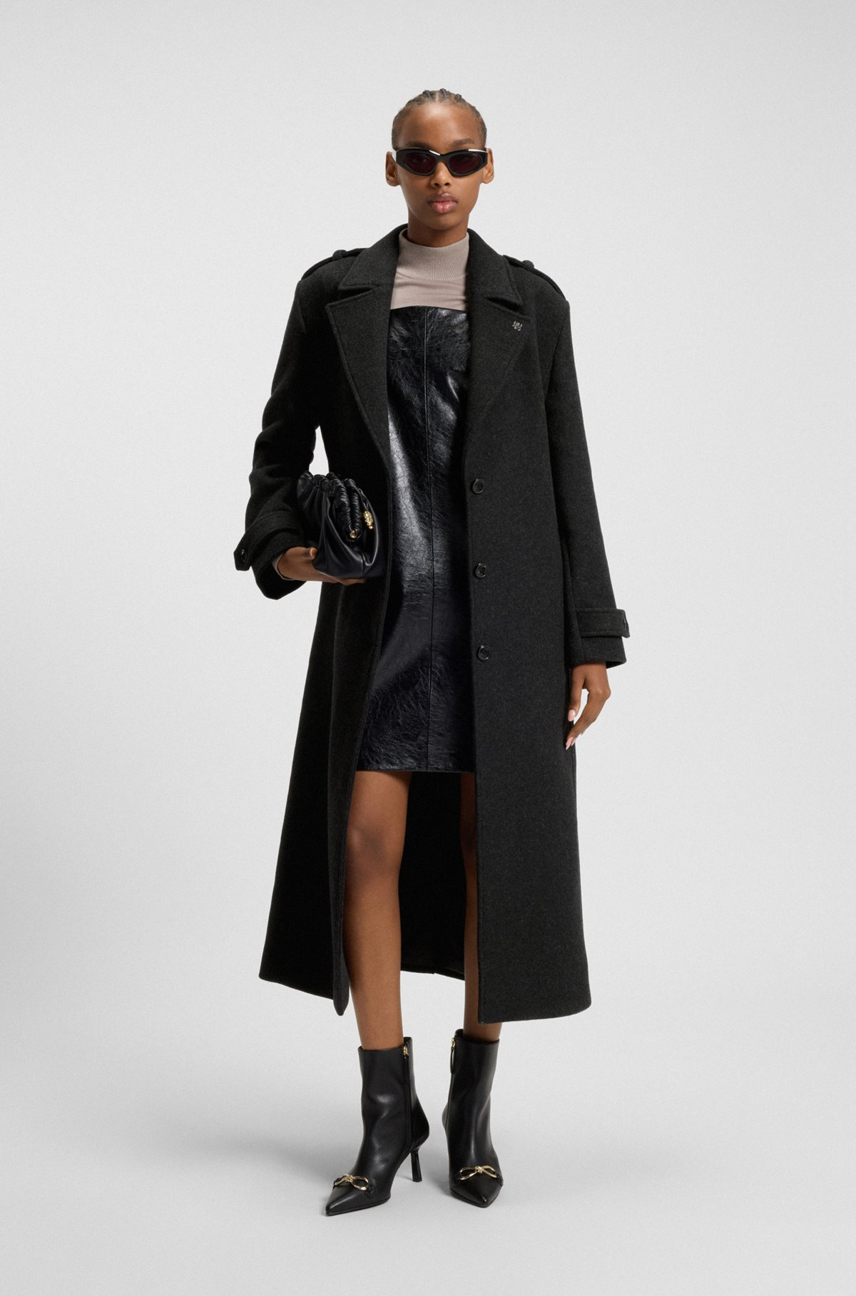 RELAXED-FIT LONG-LENGTH COAT WITH STACKED-LOGO RIVET - 2