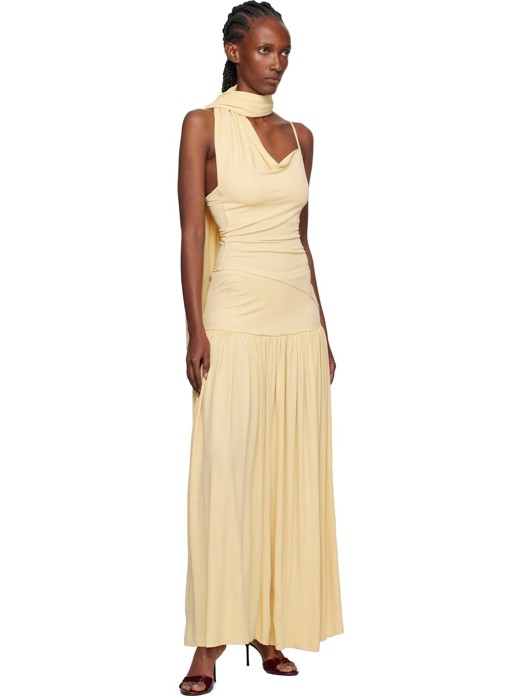 Yellow Gathered Maxi Skirt - 4