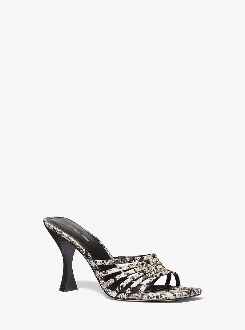 Haisley Snake Embossed Leather Sandal - 1