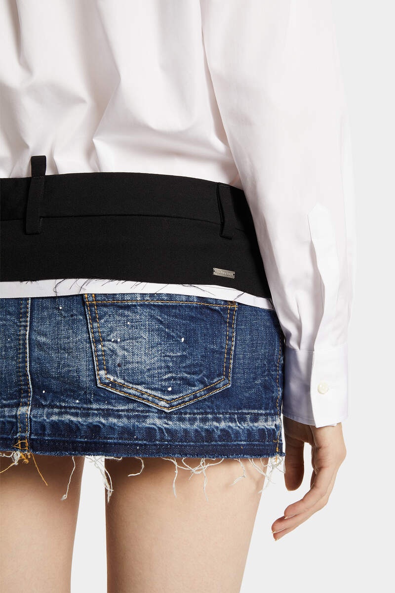 MEDIUM WHITE & BLUE SPOTS DENIM MINI SKIRT - 6