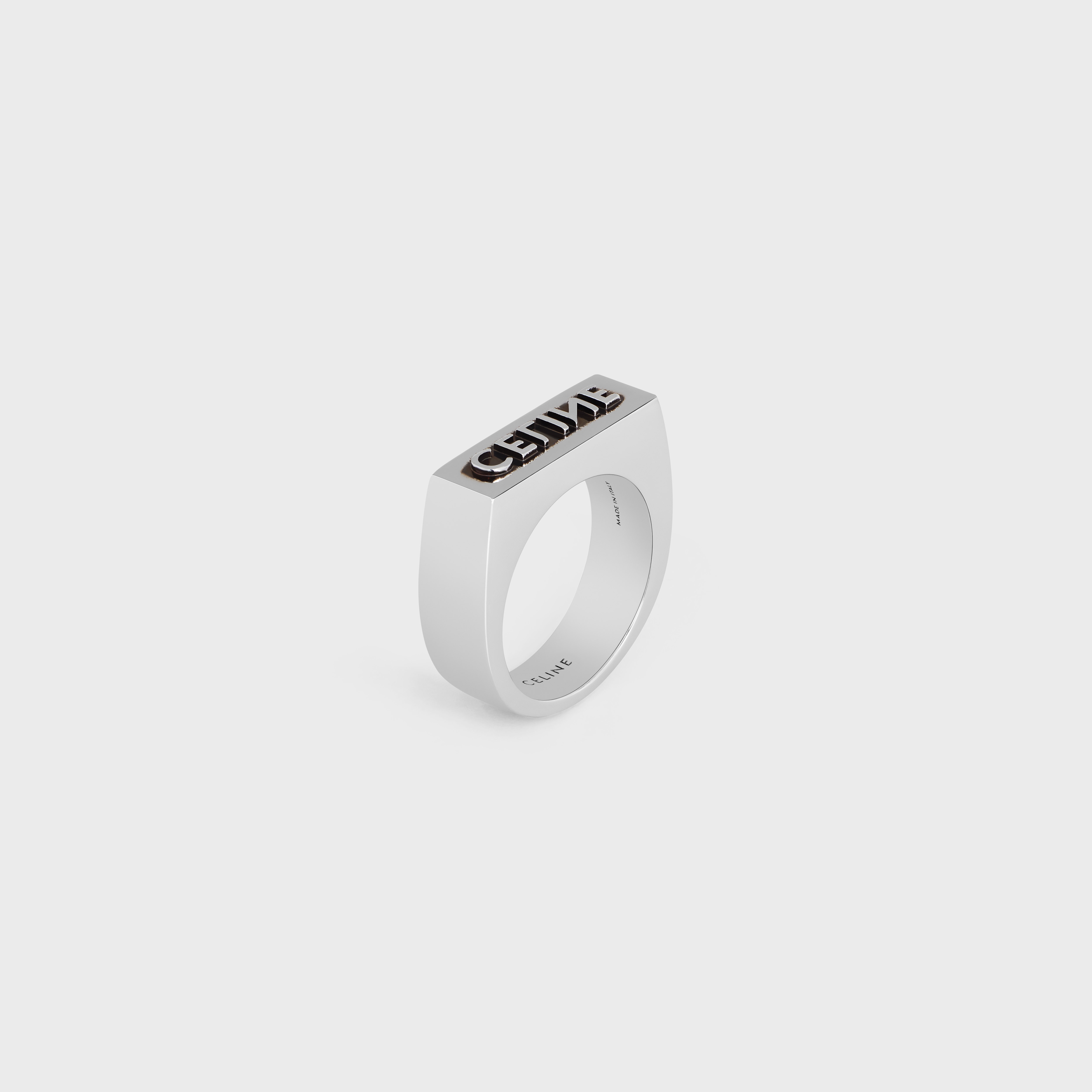 Celine Monochroms Stamp Ring in Brass with Rhodium Finish - 2