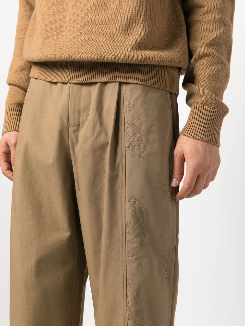 embroidered-panel drawstring trousers - 5