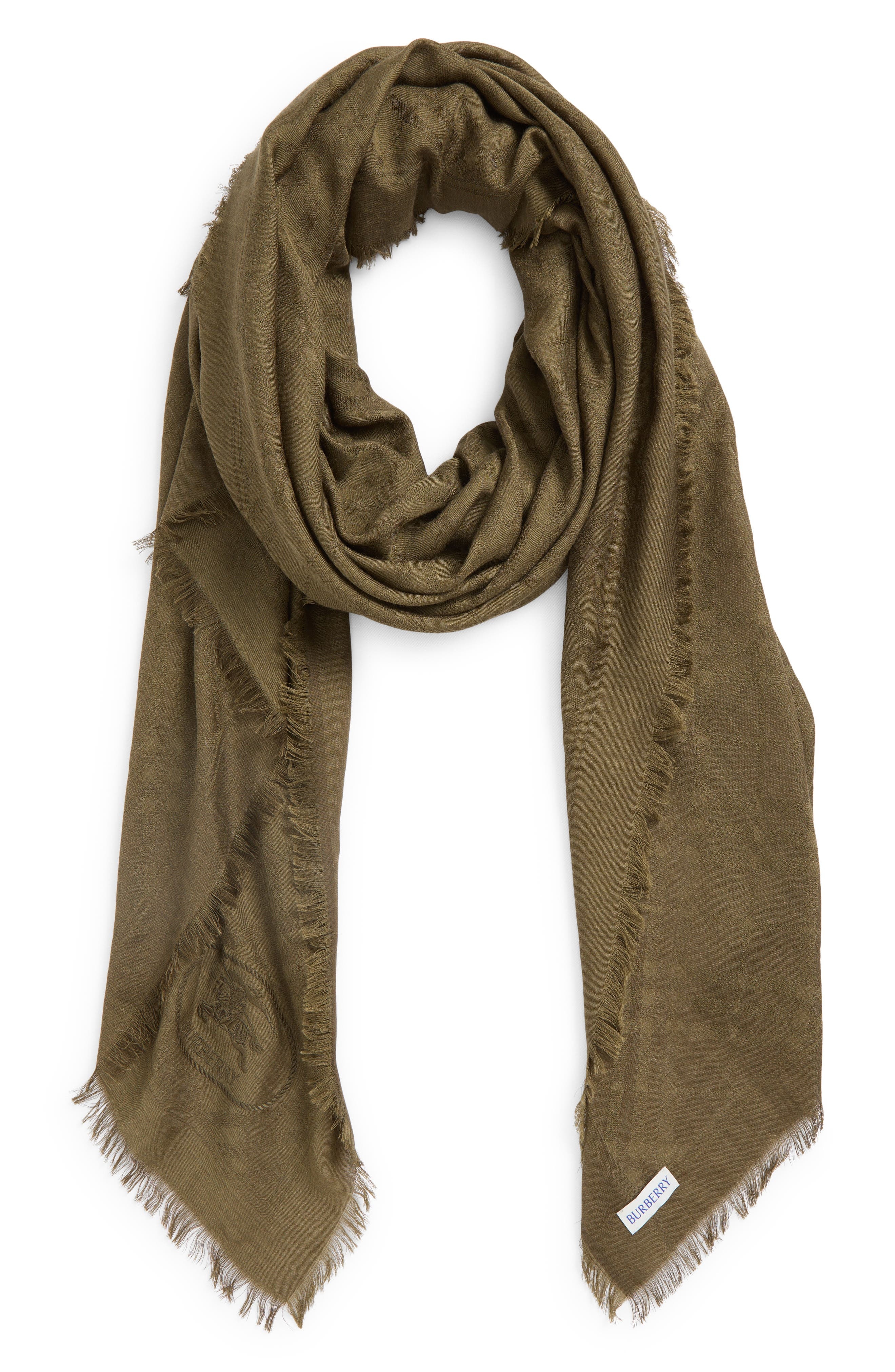 burberry Medium Check Jacquard Wool & Silk Scarf in Swamp at Nordstrom - 2