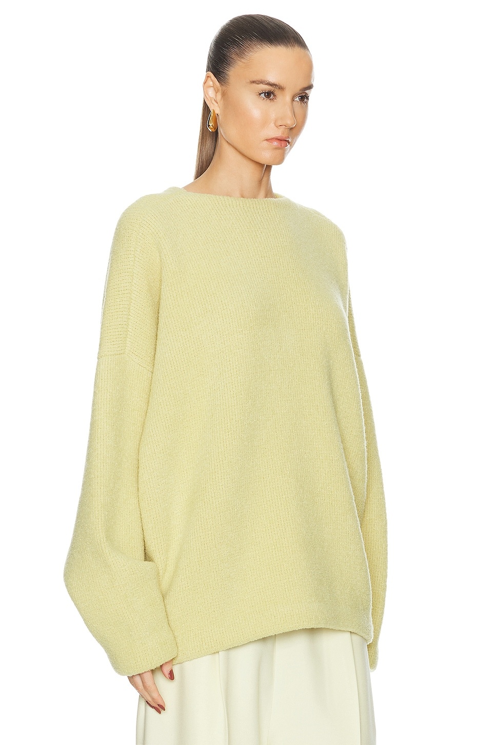 Virgin Wool Boucle Straight Neck Relaxed Sweater - 2