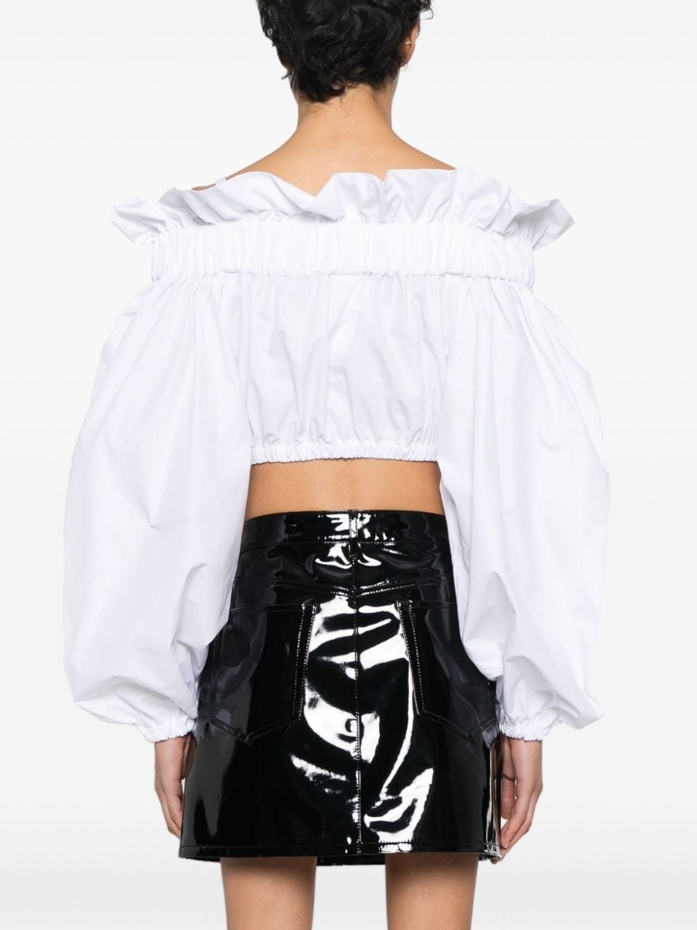 bow-detail cotton crop top - 4