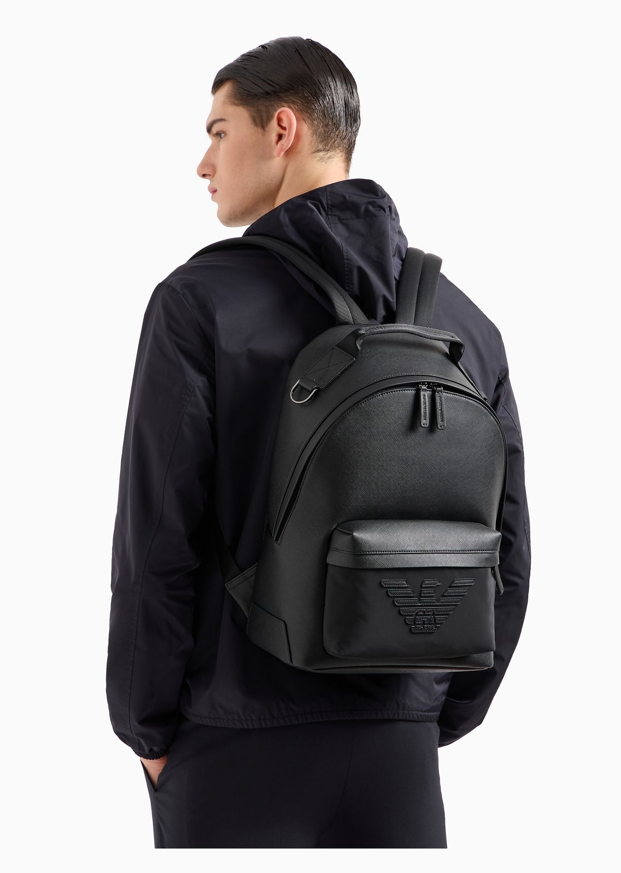 ASV recycled nylon and regenerated Saffiano rounded backpack - 6