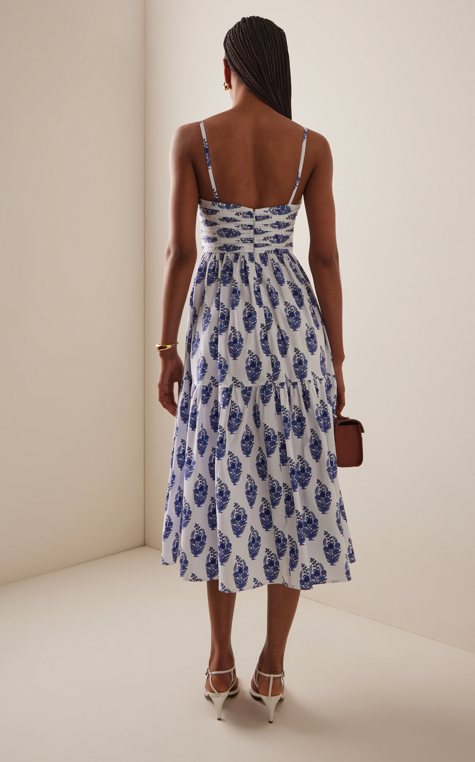 Exclusive Riviera Printed Cotton Midi Dress print - 4