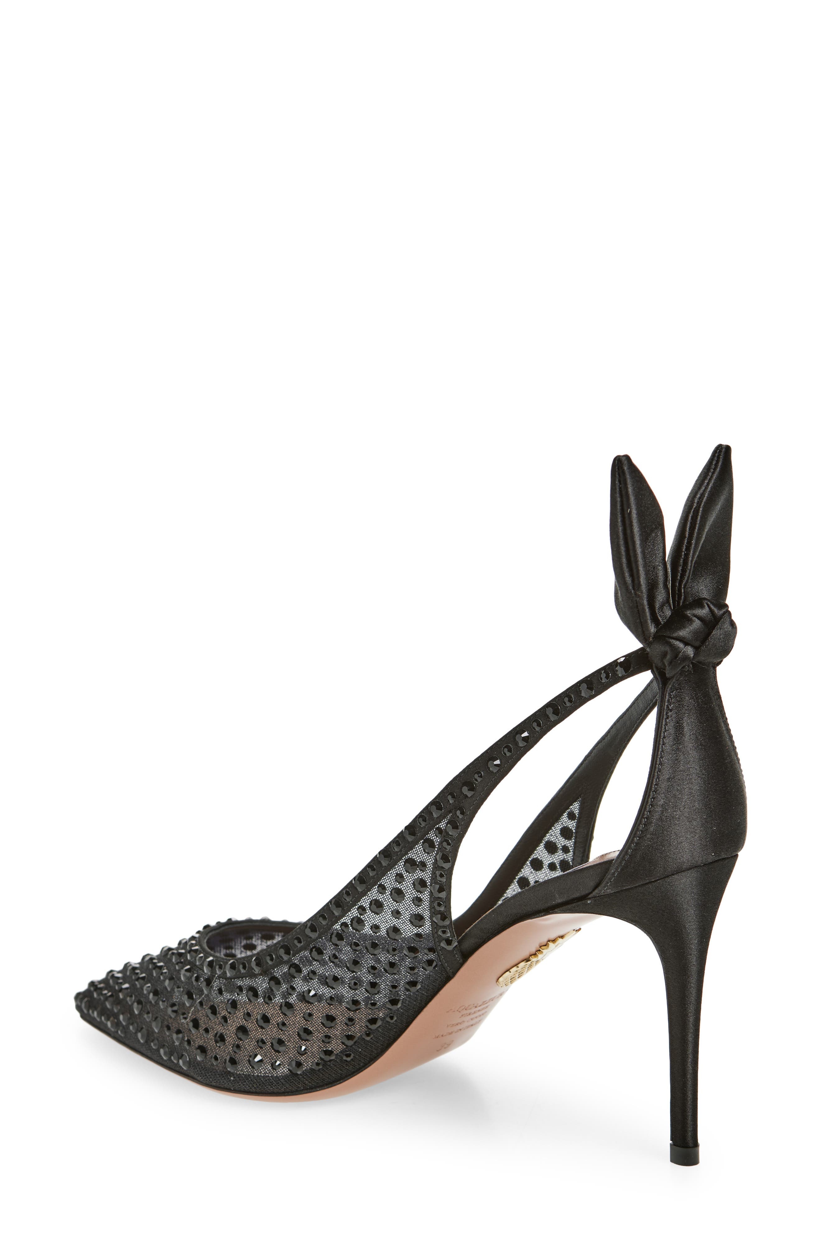 Aquazzura Bow Tie Crystal Embellished Pointed Toe Pump in Black at Nordstrom - 2