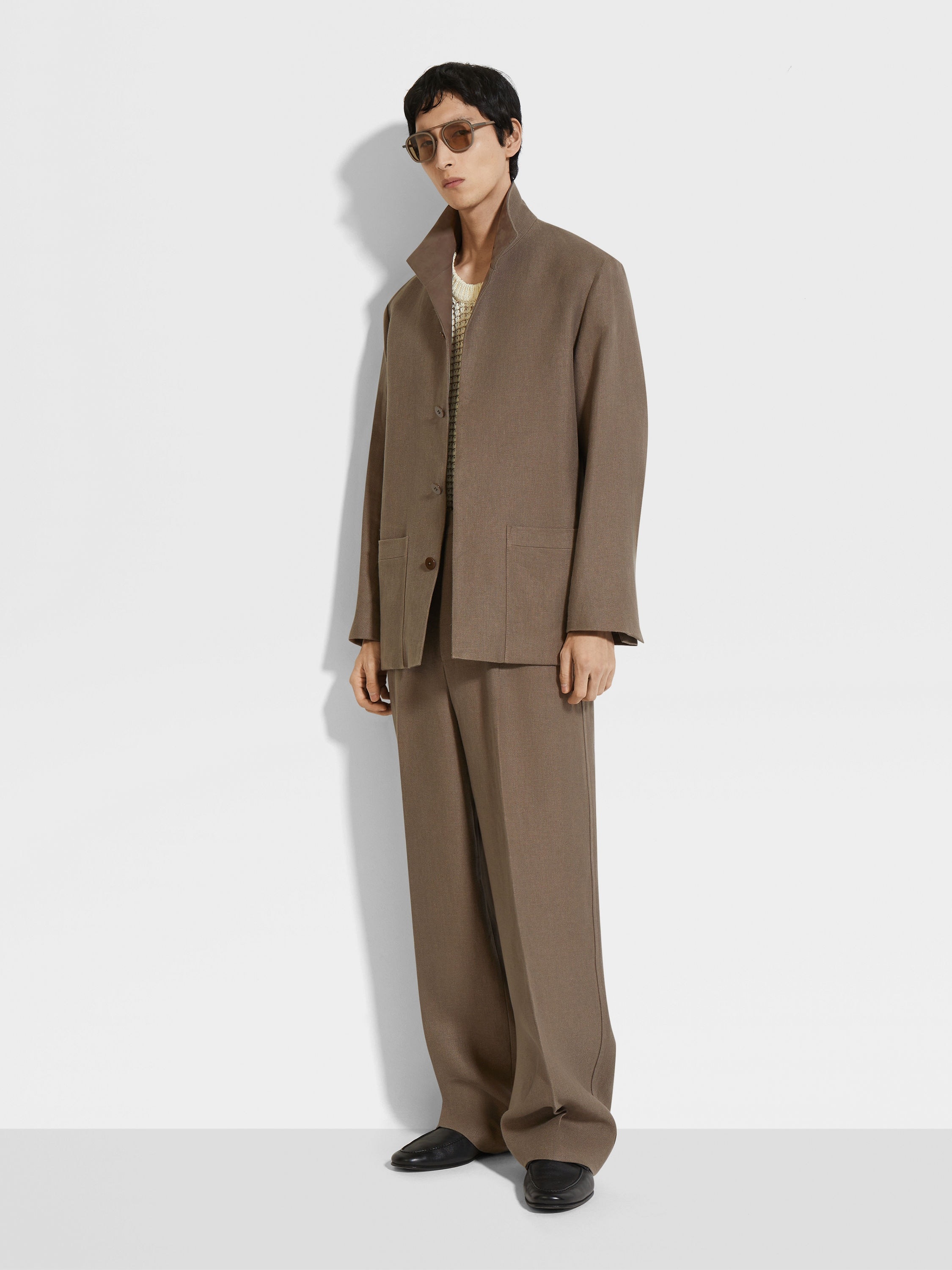 DARK TAUPE OASI LINO PANTS - 3