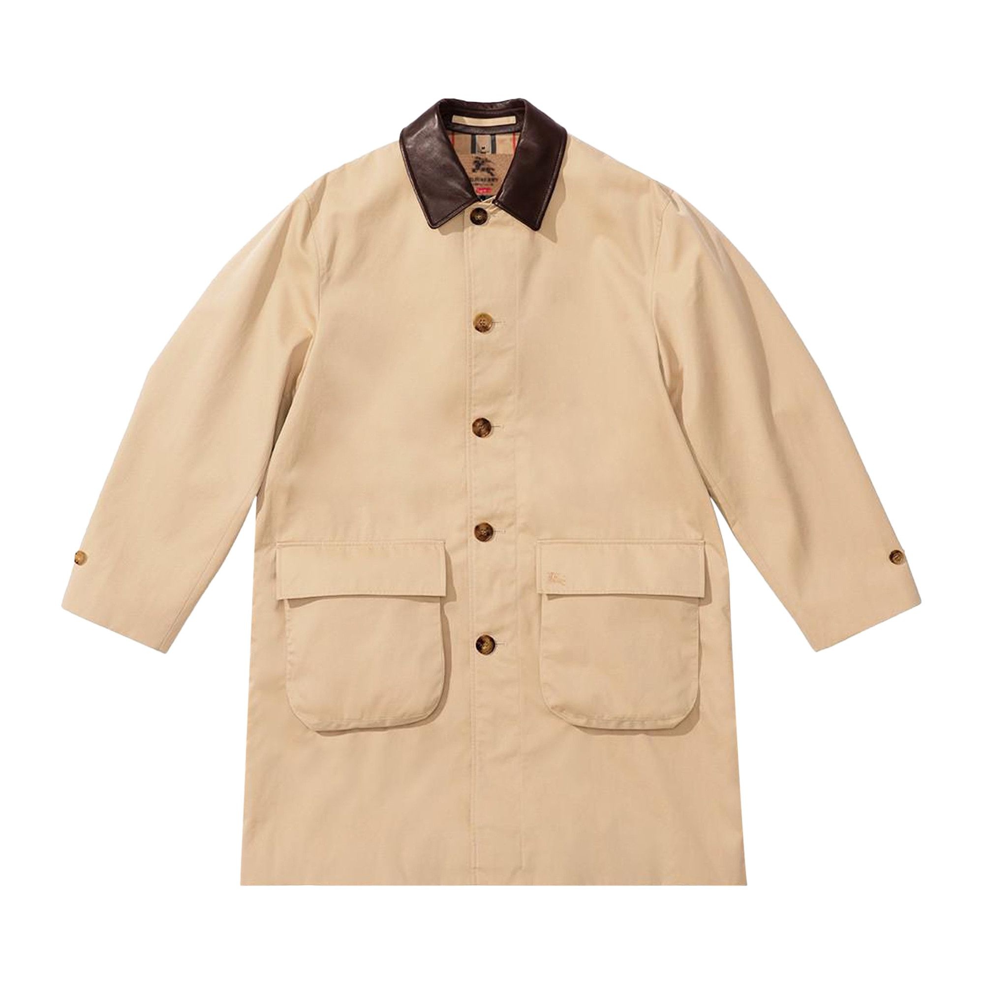 Supreme x Burberry Leather Collar Trench 'Beige' - 1
