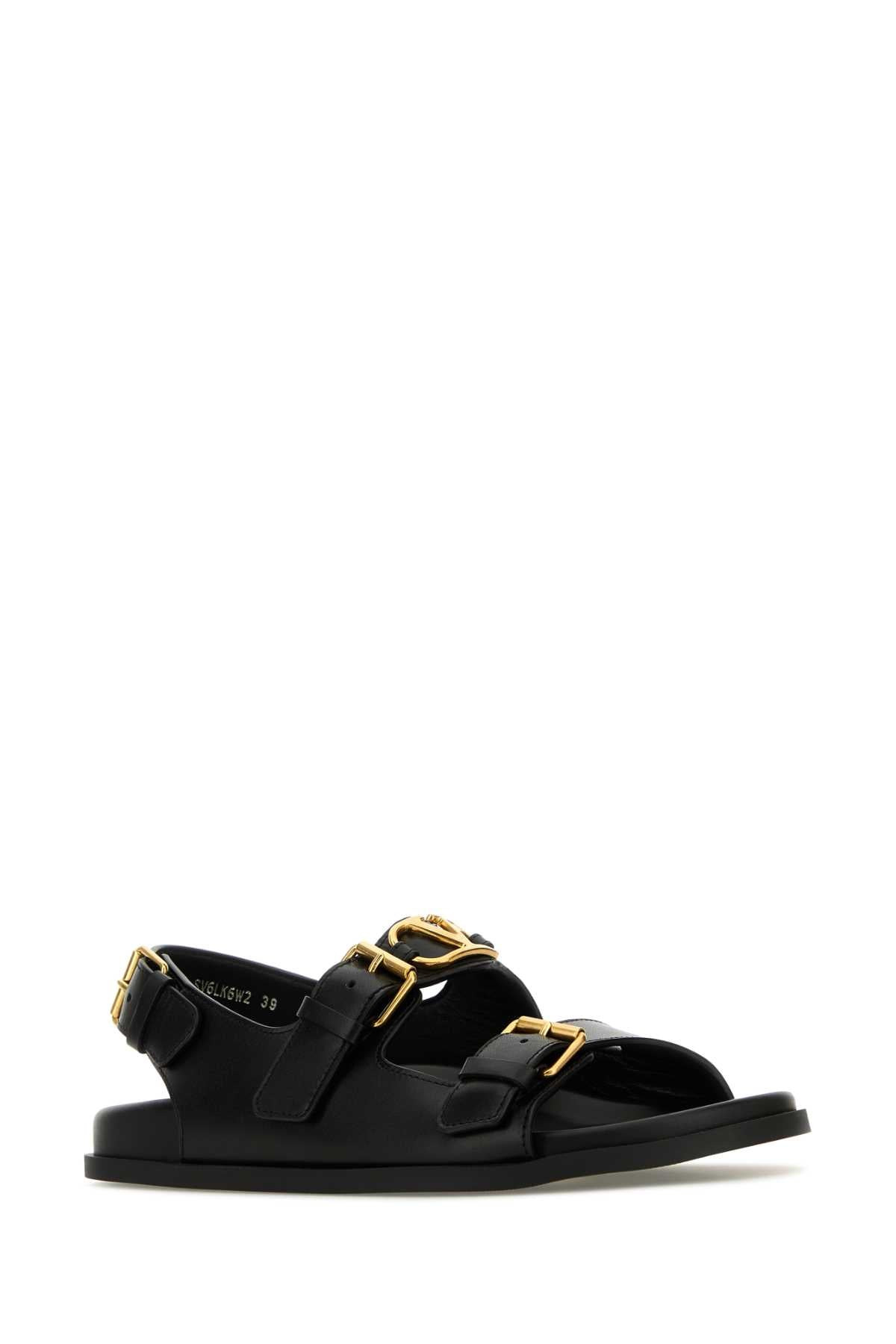 Valentino Garavani Women Black Leather Sandals - 2