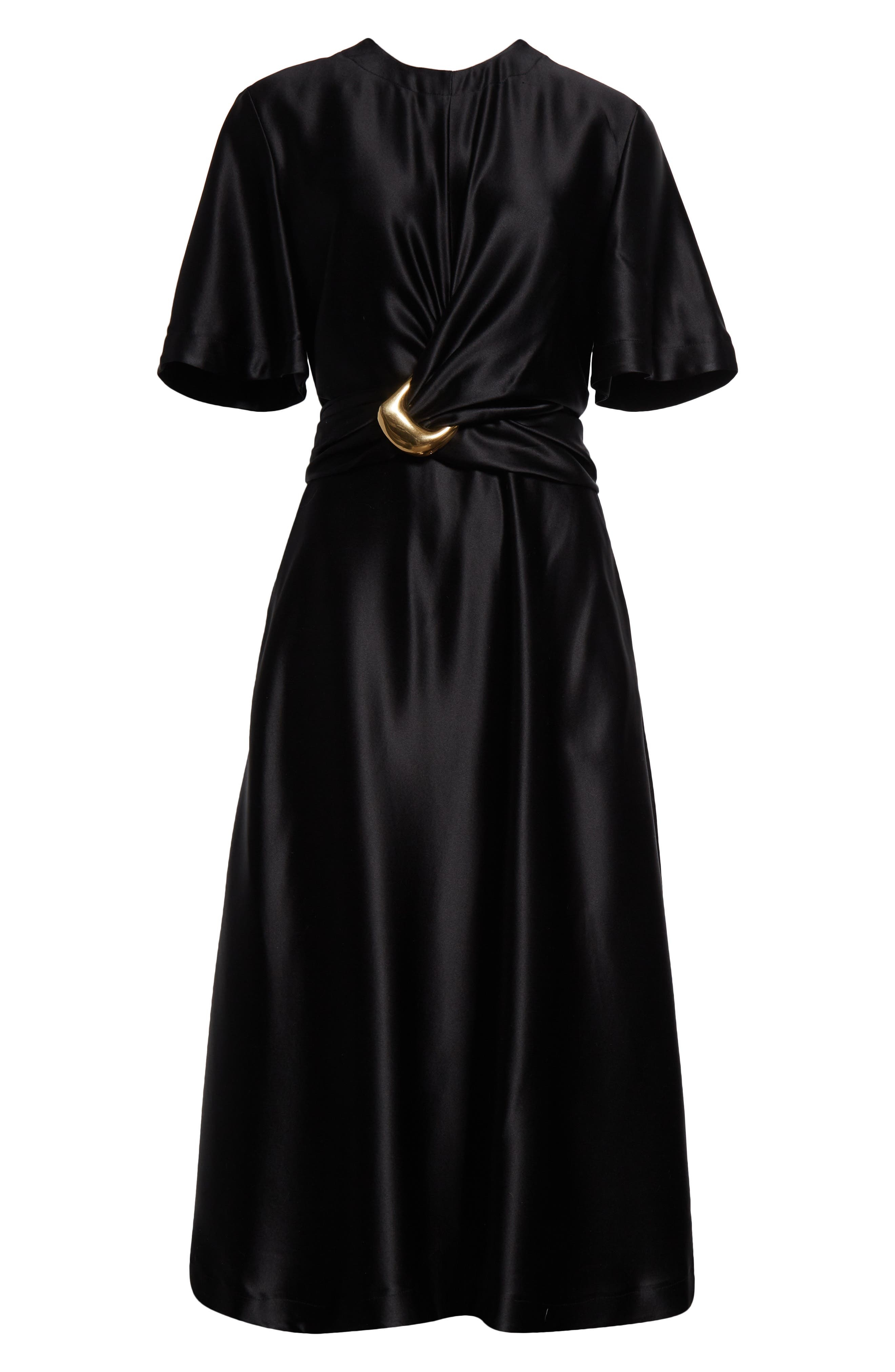 Altuzarra Honey Tie Waist Silk Dress in 000001 Black at Nordstrom - 5