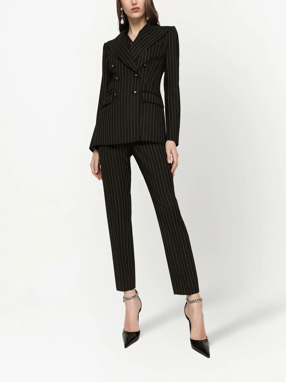 striped double-breasted blazer - 2