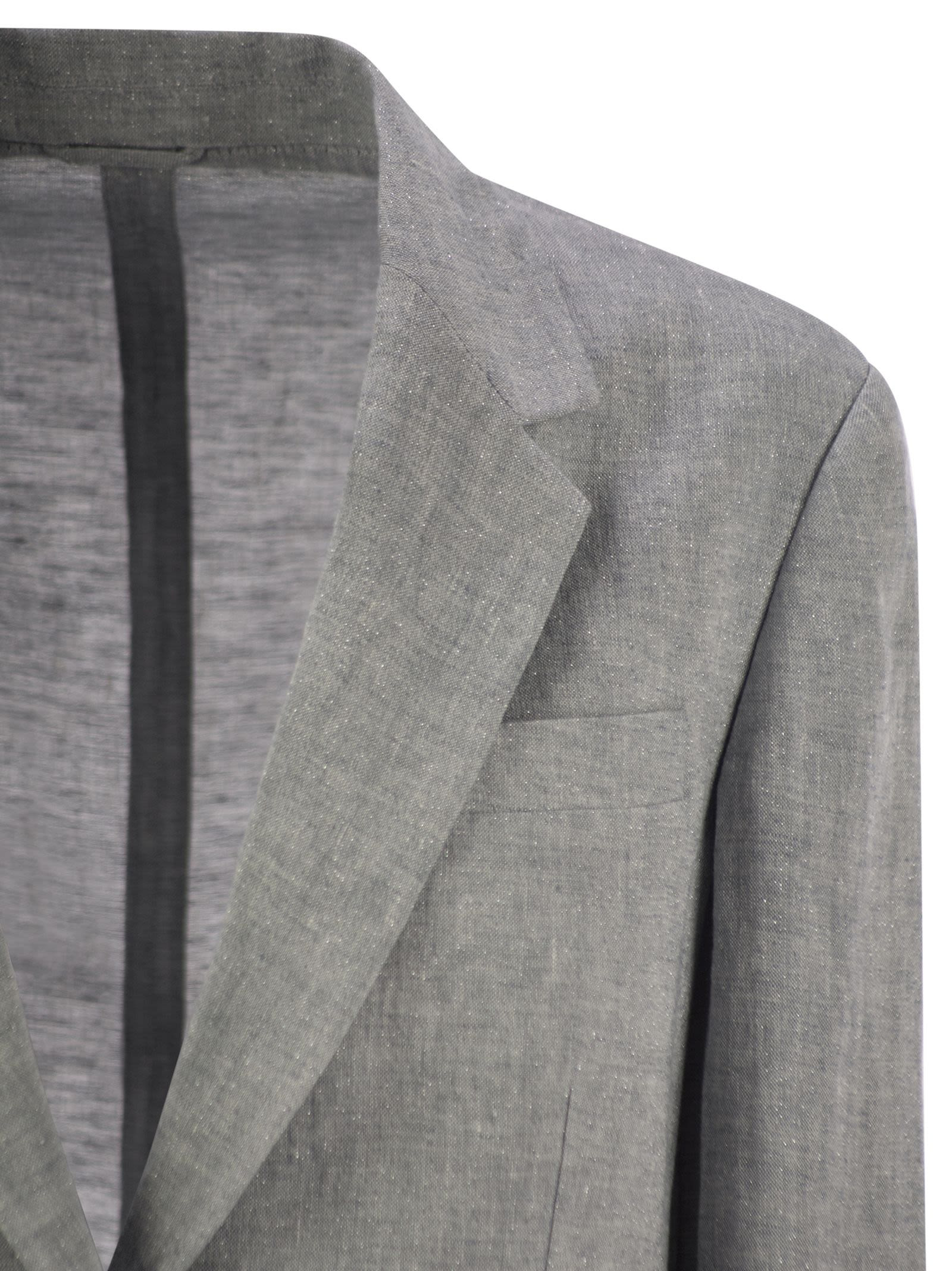 Brunello Cucinelli Women Sparkling Linen Canvas Jacket With Jewellery - 4