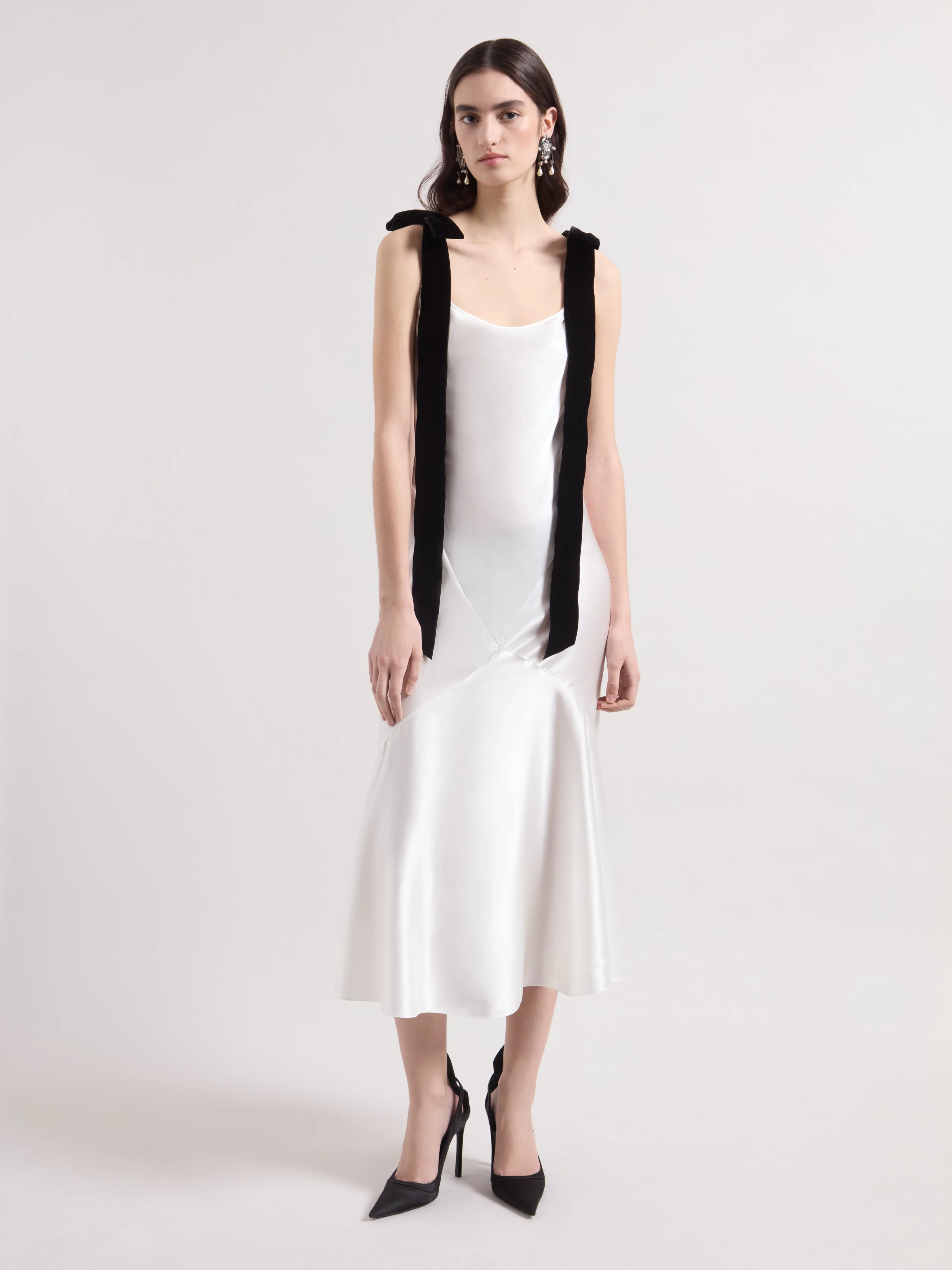 Cream Mermaid Satin Dress - 1