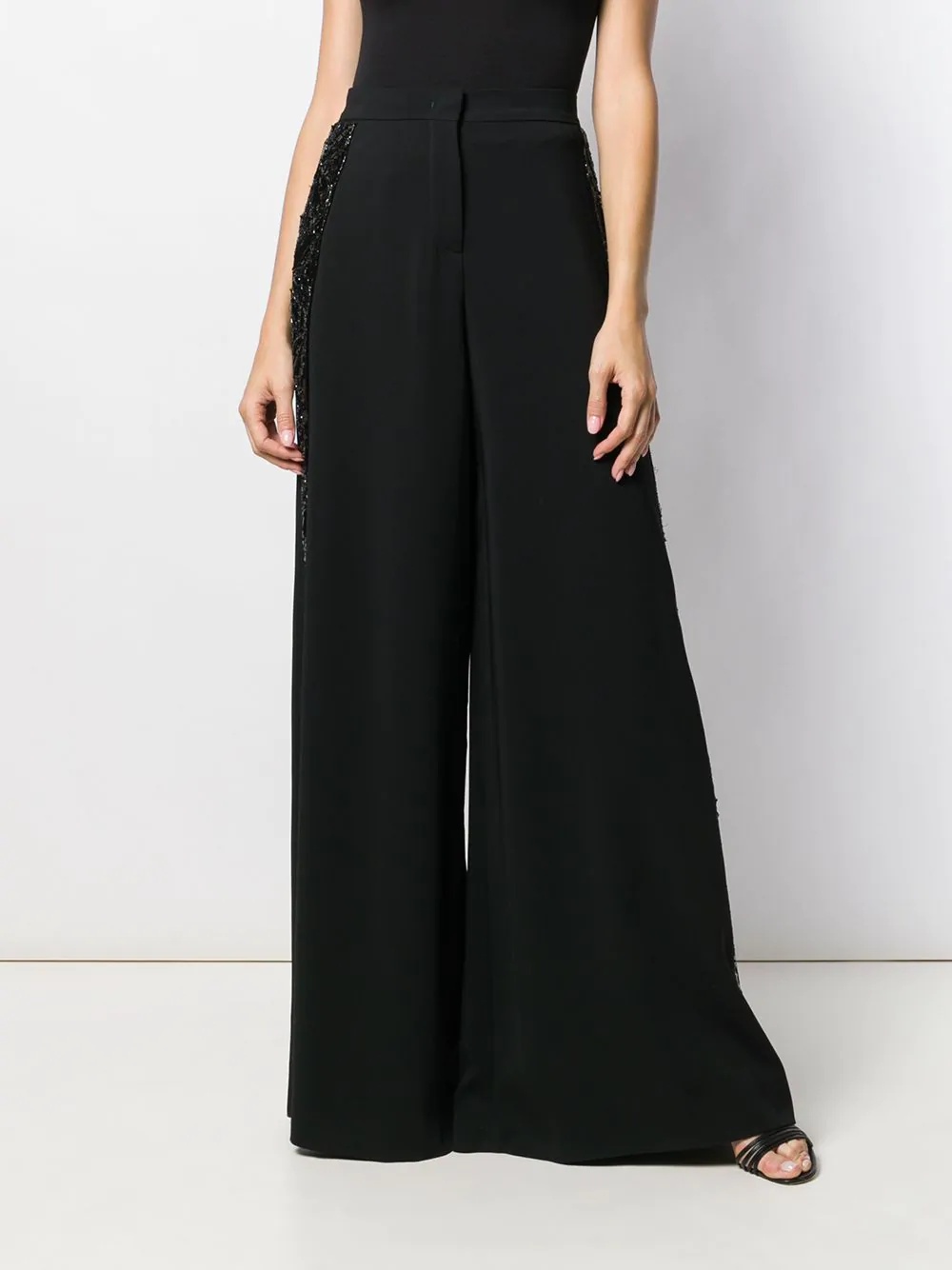 sequin embellished wide-leg trousers - 4