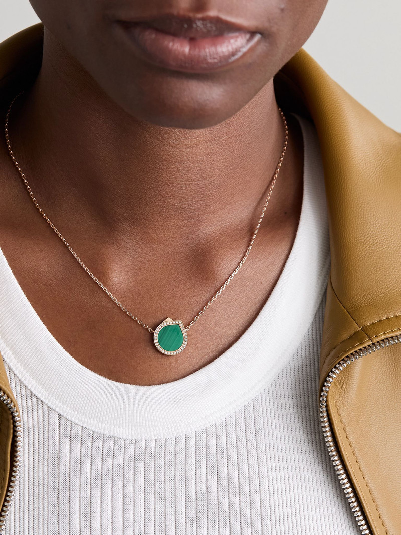 REPOSSI Antifer 18-karat rose gold, malachite and diamond necklace Green outlook