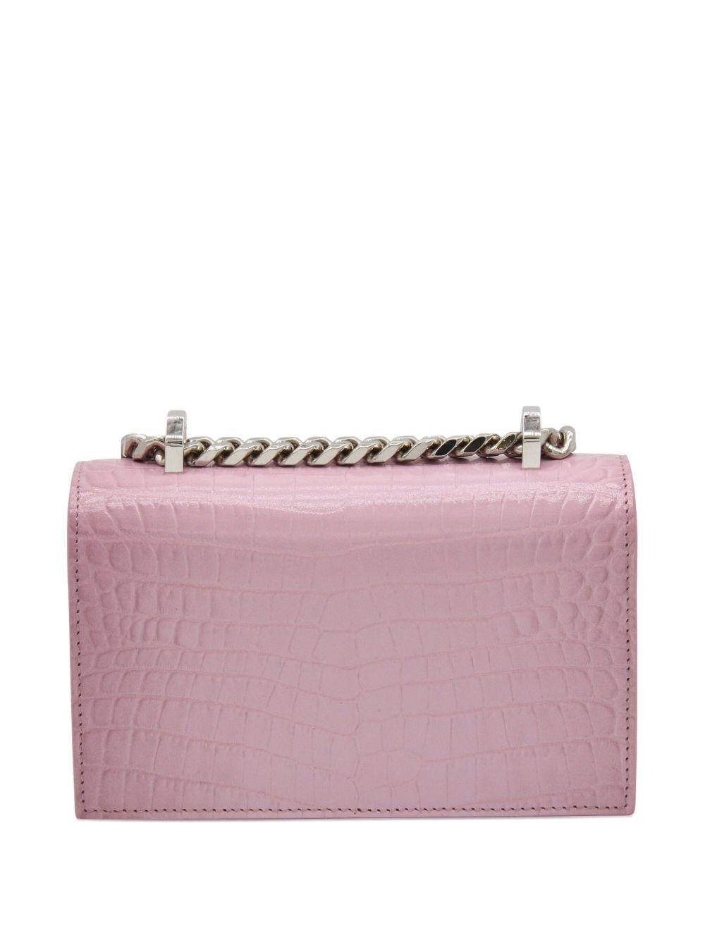 skull-embellished crocodile-effect leather shoulder bag - 2