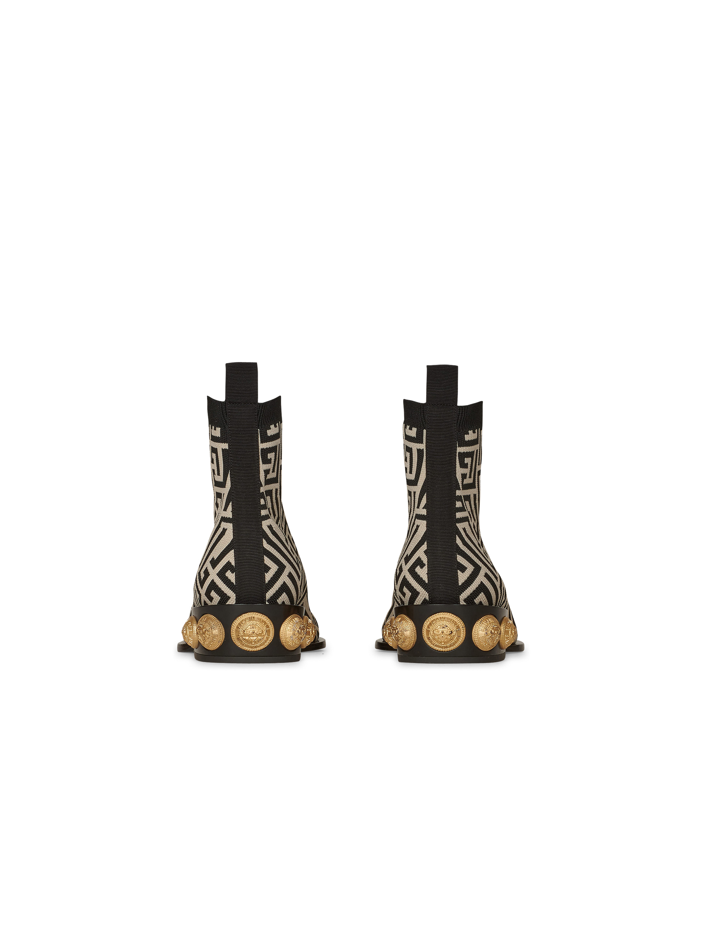 Bicolor stretch knit Coin ankle boots - 4