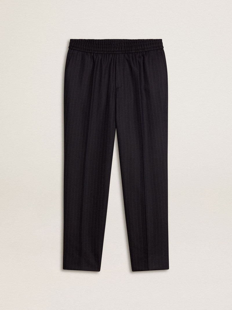 Men's wool pants with vertical thin stripes 1