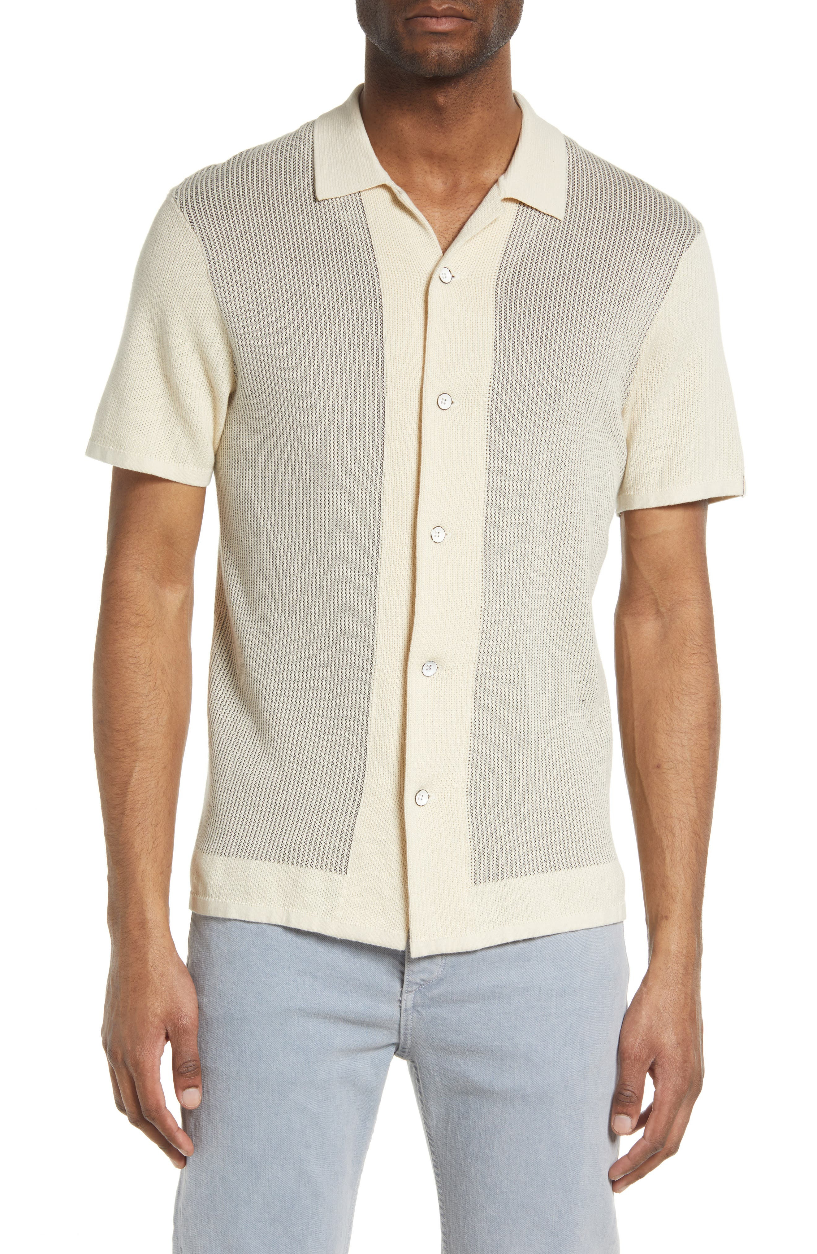 Harvey Short Sleeve Knit Button-Up Camp Shirt - 1