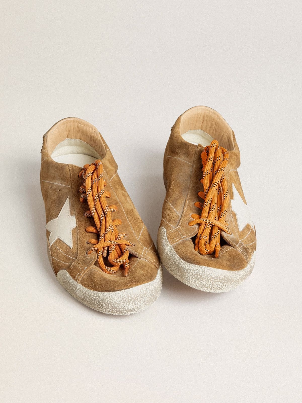 Women's True-Star in tobacco-colored suede with white star and platinum heel tab - 7